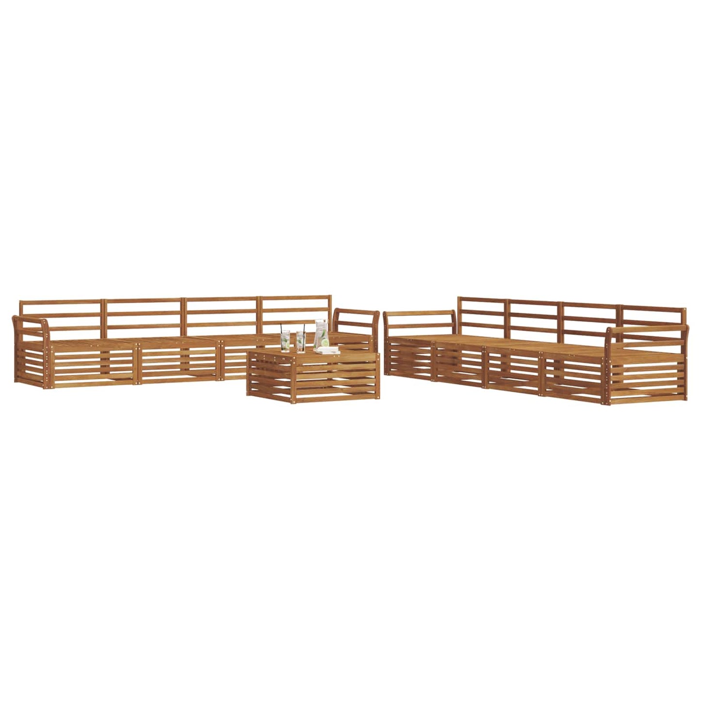 Utendørs sofa-sett 9 pcs Naturlig vidaXL