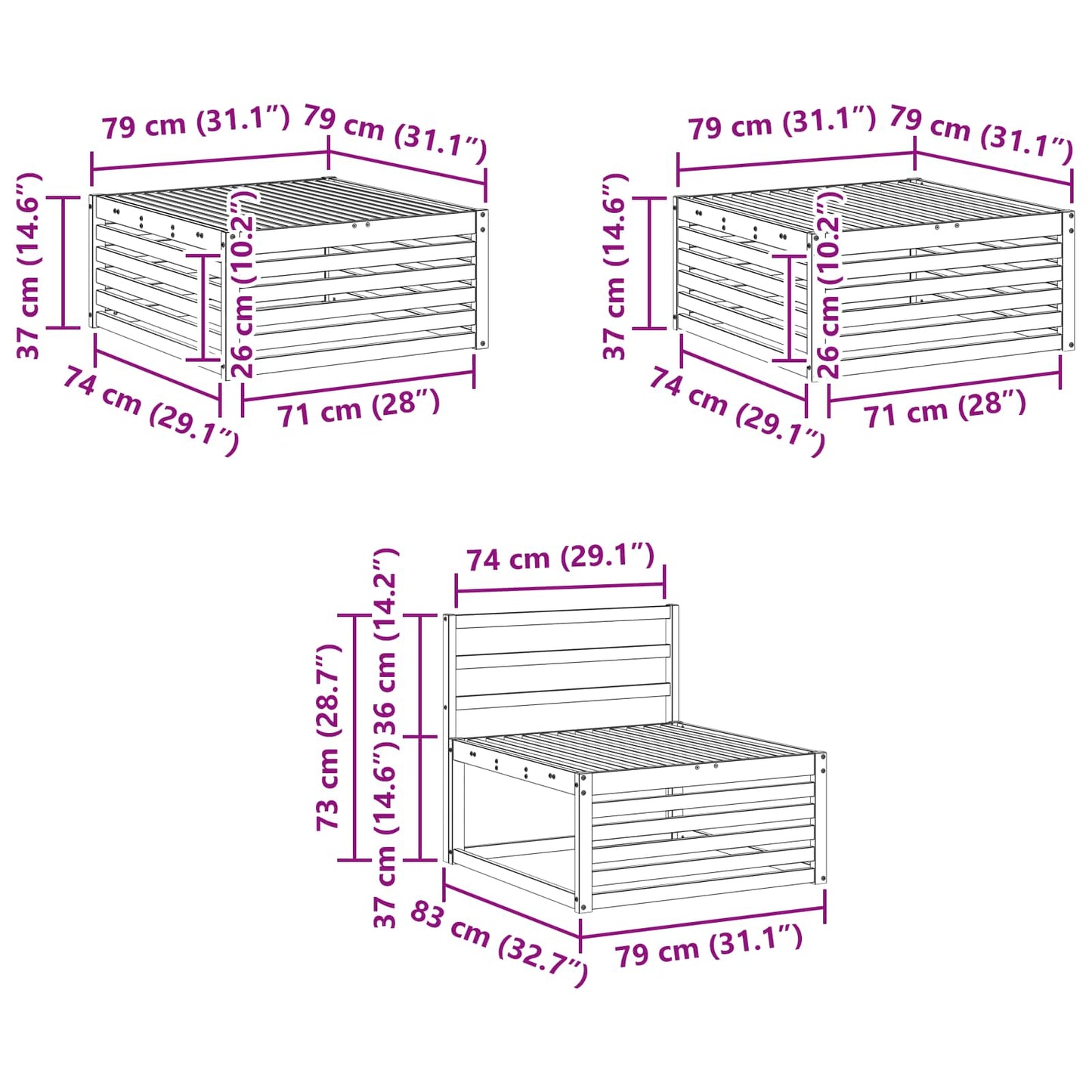 Utendørs sofa-sett 6 pcs Naturlig vidaXL