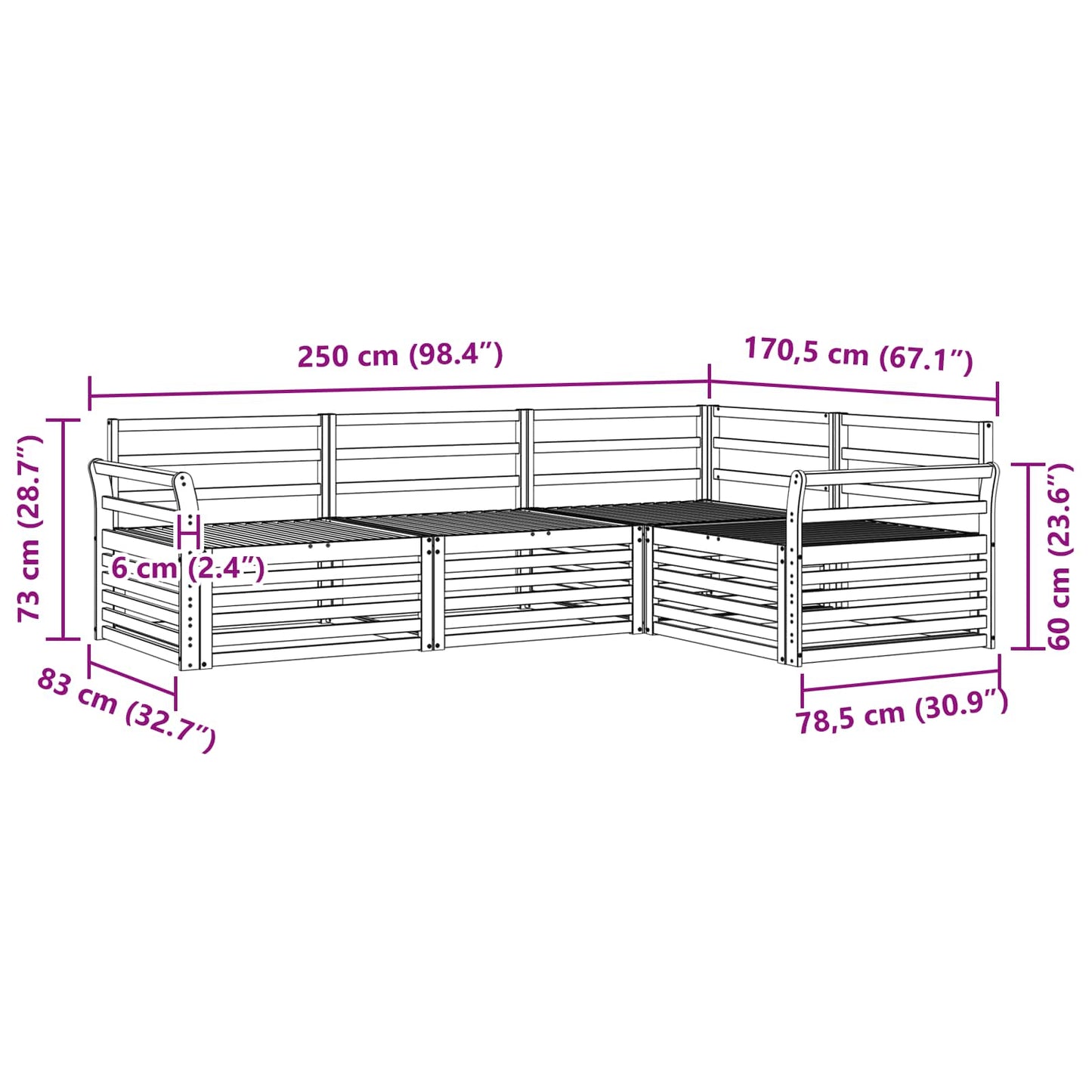 Utendørs sofa-sett 4 pcs Naturlig vidaXL