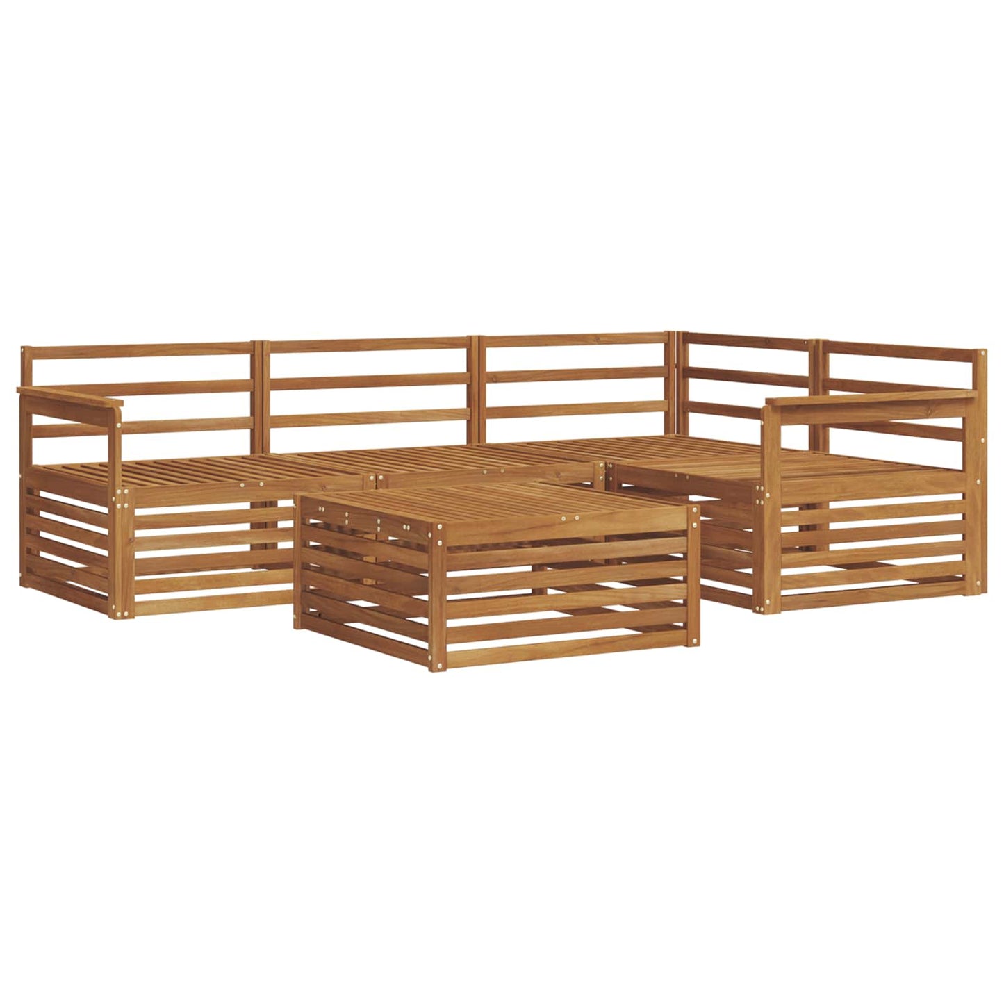 Utendørs sofa-sett 5 pcs Naturlig Solid akasietre vidaXL