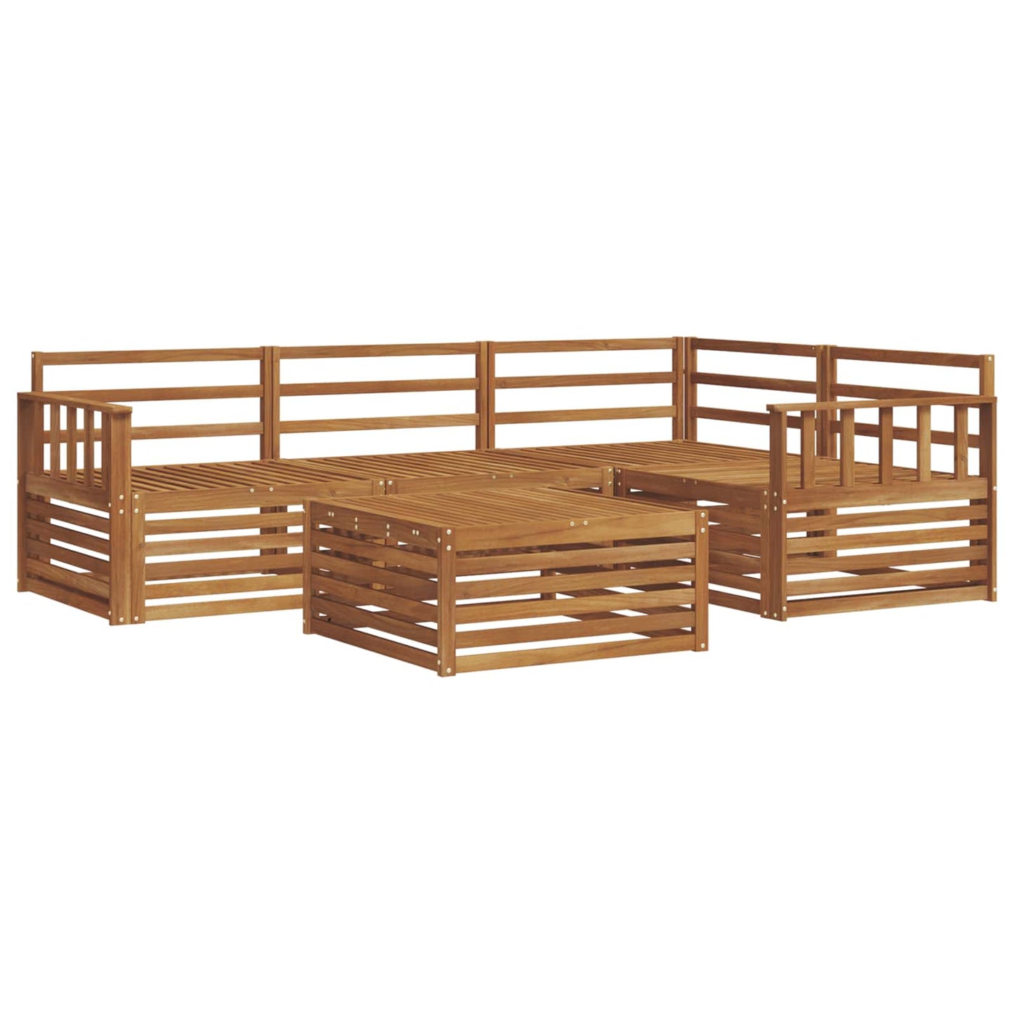 Utendørs sofa-sett 5 pcs Naturlig Solid akasietre vidaXL