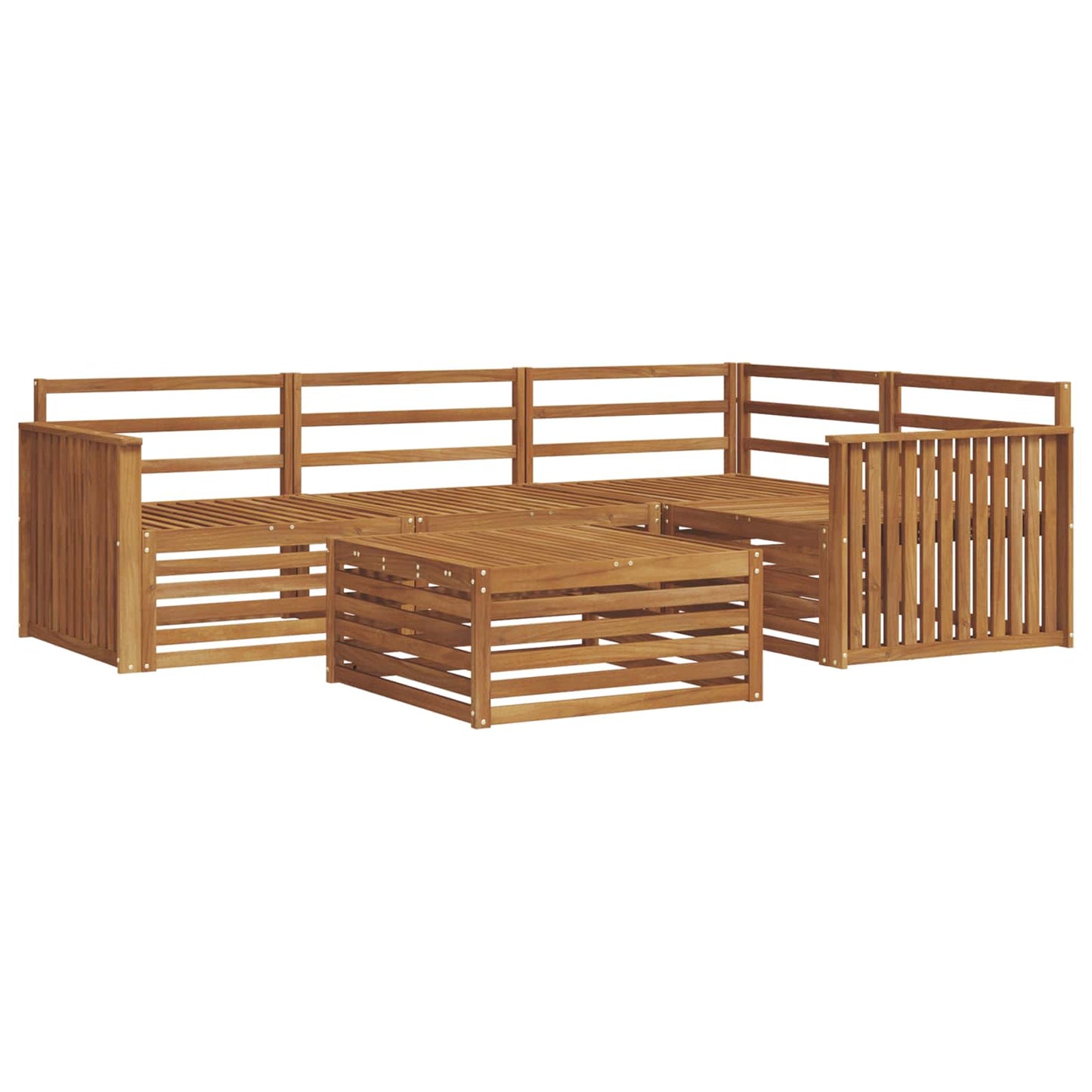 Utendørs sofa-sett 5 pcs Naturlig Solid akasietre vidaXL