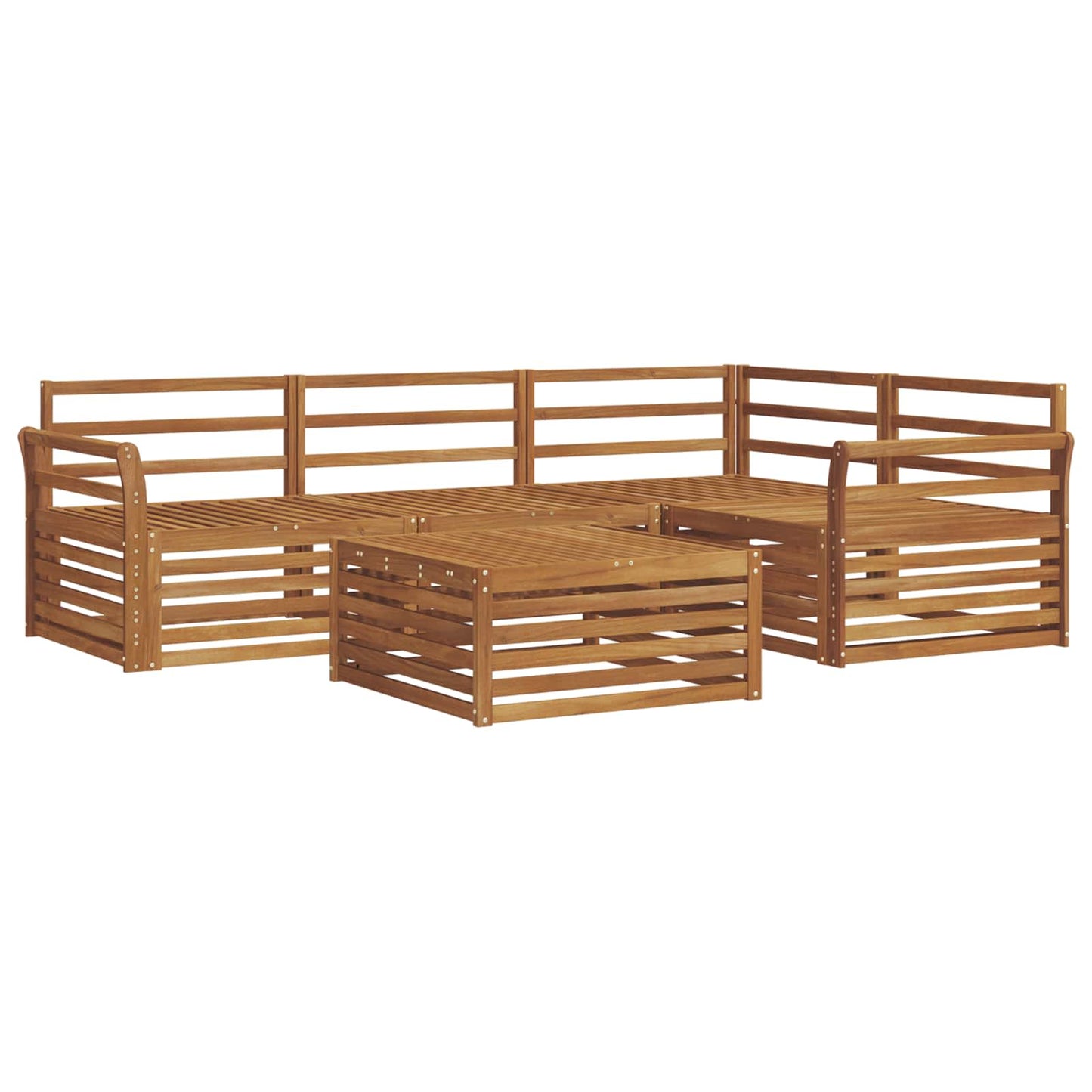 Utendørs sofa-sett 5 pcs Naturlig Solid akasietre vidaXL