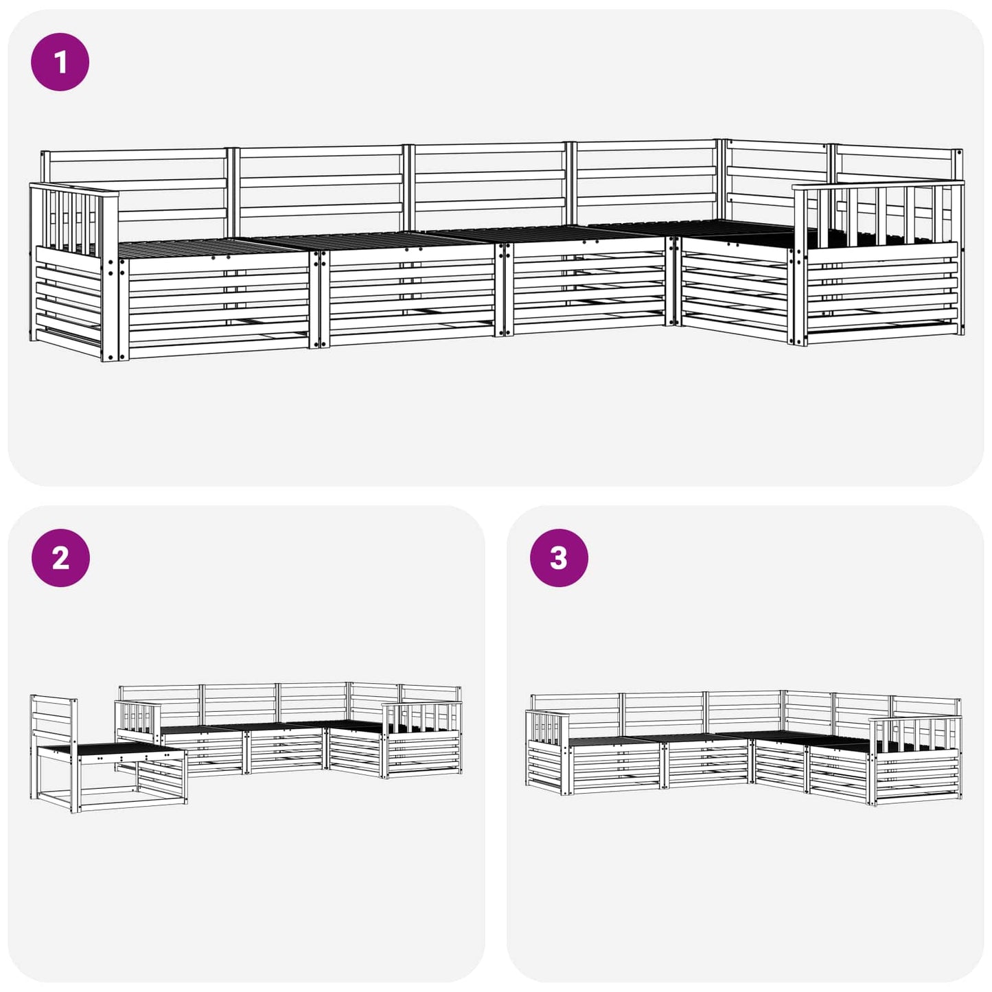 Utendørs sofa-sett 5 pcs Naturlig Solid akasietre vidaXL