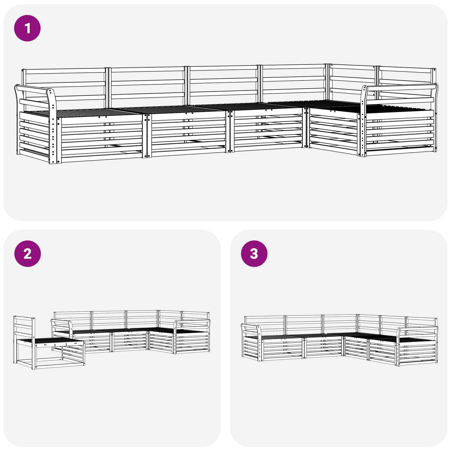 Utendørs sofa-sett 5 pcs Naturlig Solid akasietre vidaXL