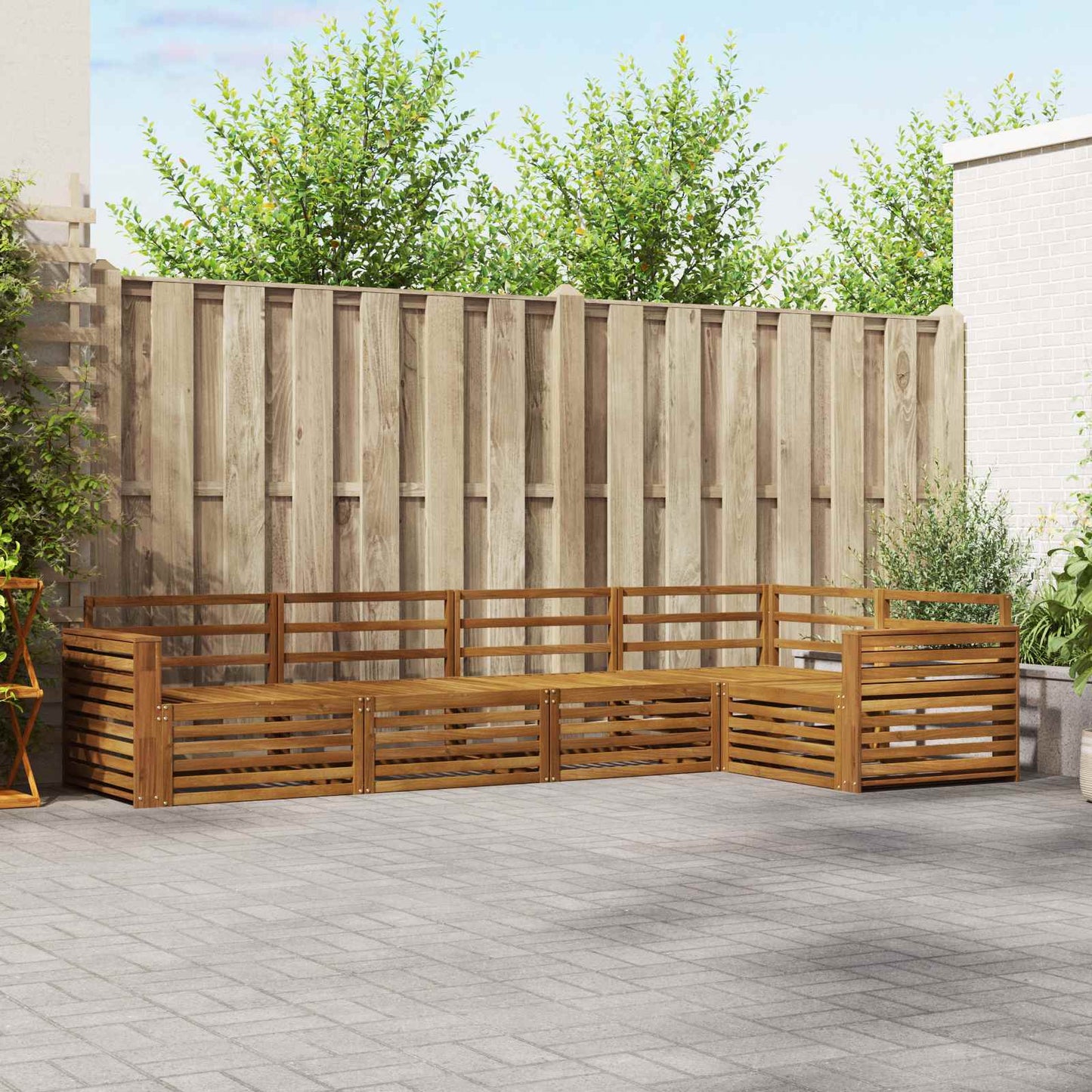 Utendørs sofa-sett 5 pcs Naturlig Solid akasietre vidaXL