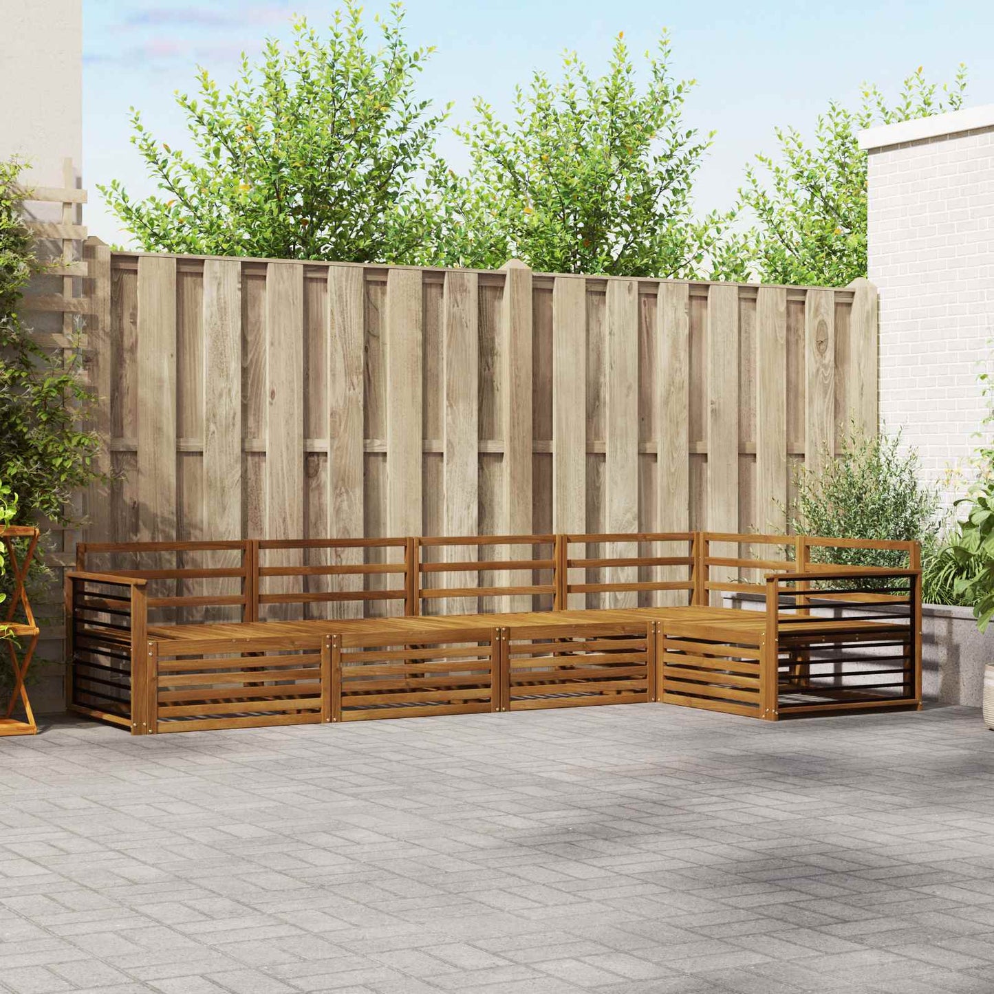 Utendørs sofa-sett 5 pcs Naturlig Solid akasietre vidaXL