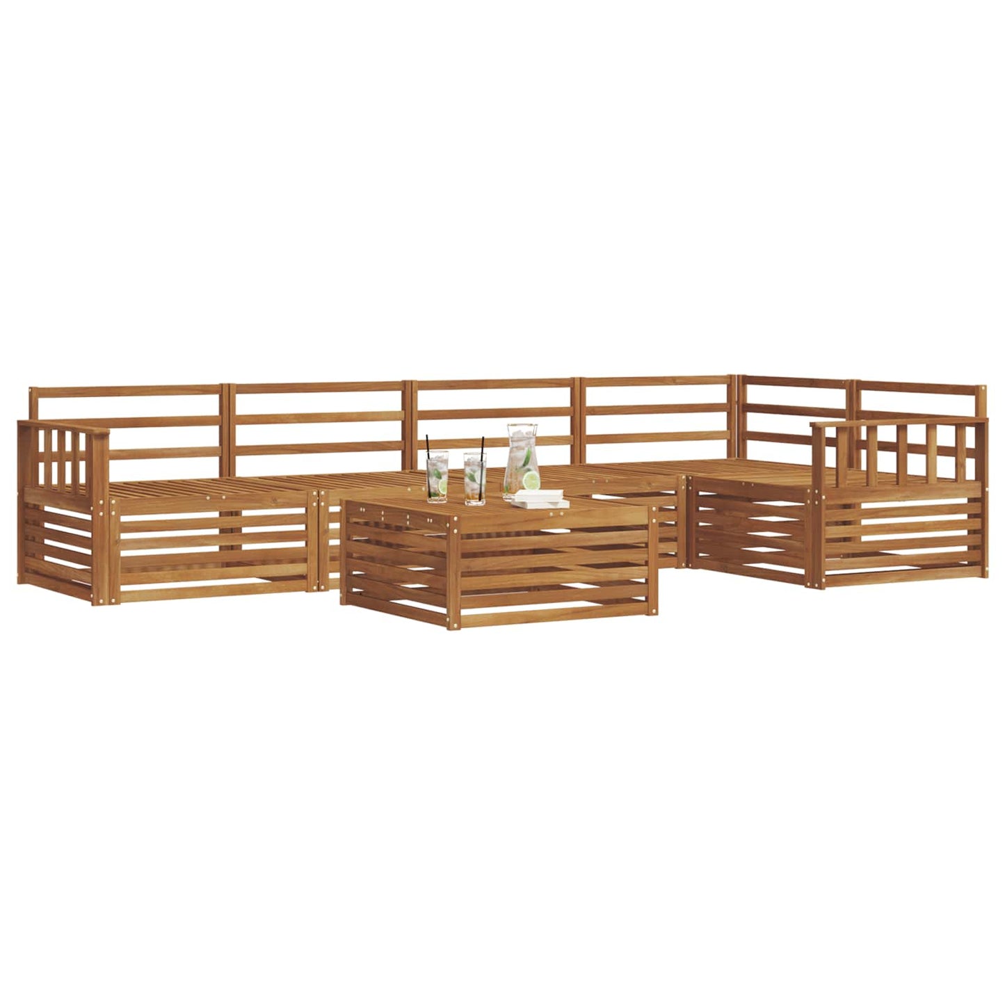 Utendørs sofa-sett 6 pcs Naturlig Solid akasietre vidaXL