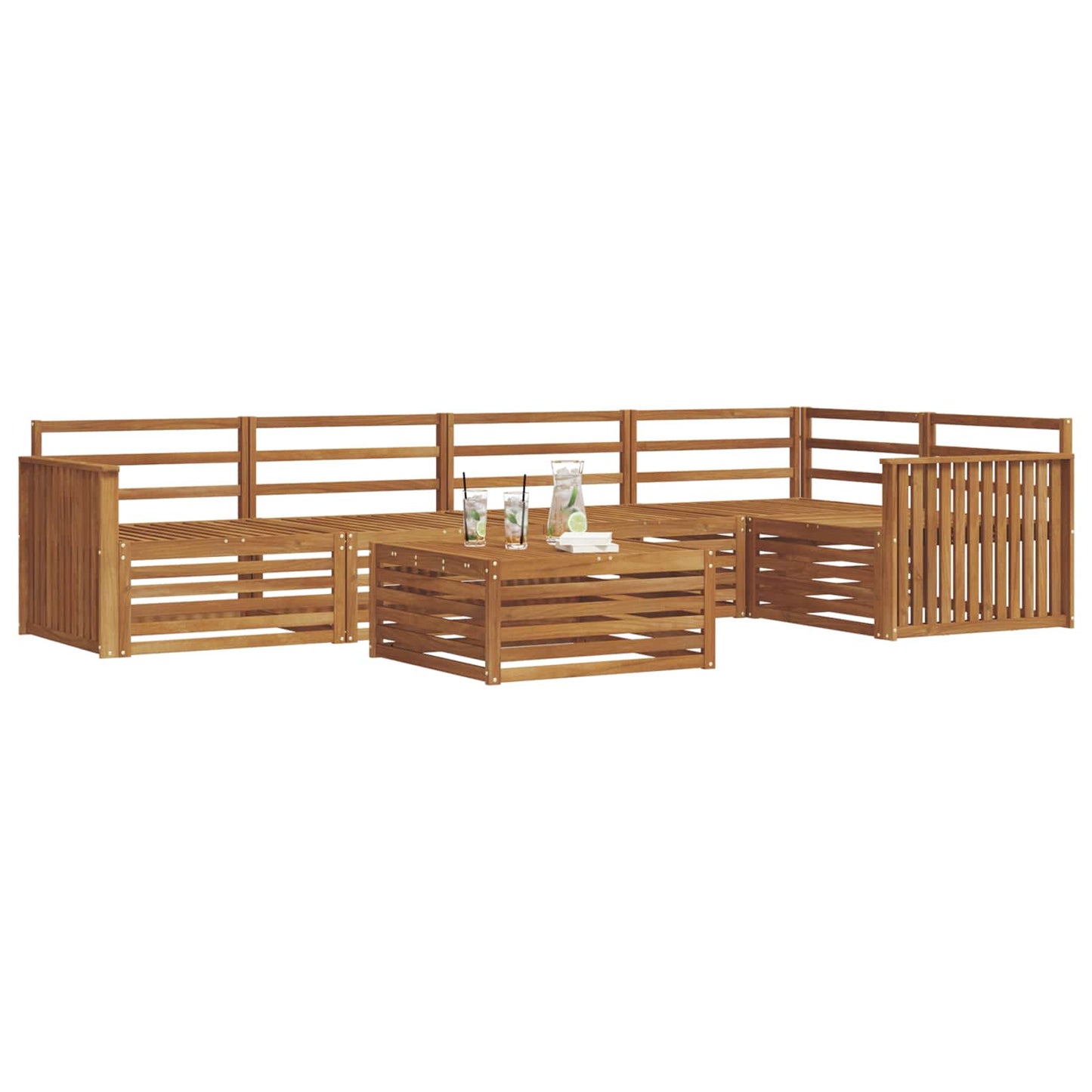 Utendørs sofa-sett 6 pcs Naturlig Solid akasietre vidaXL
