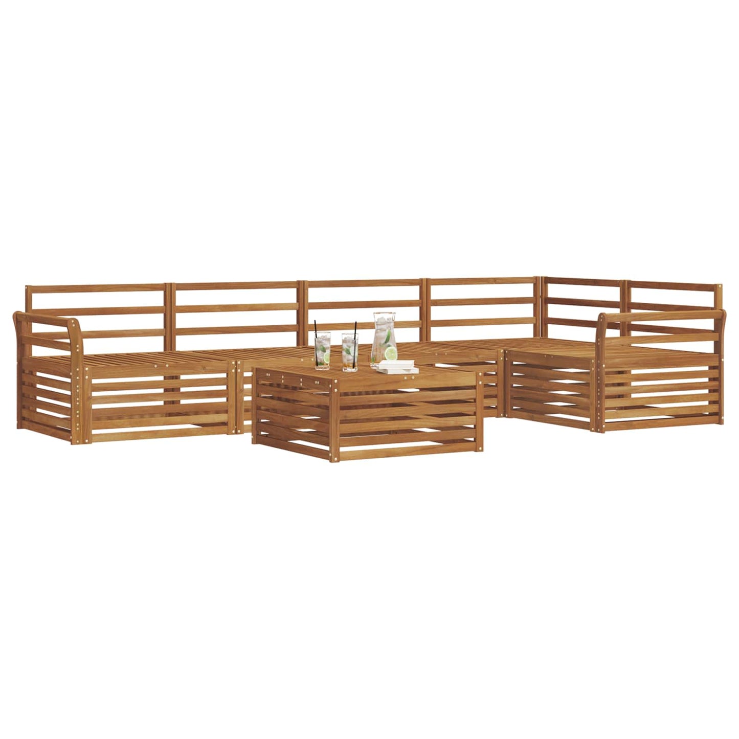 Utendørs sofa-sett 6 pcs Naturlig Solid akasietre vidaXL