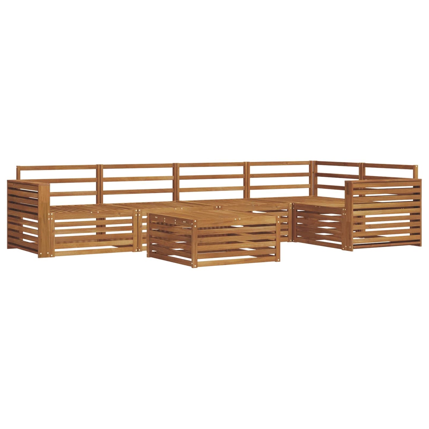 Utendørs sofa-sett 6 pcs Naturlig Solid akasietre vidaXL