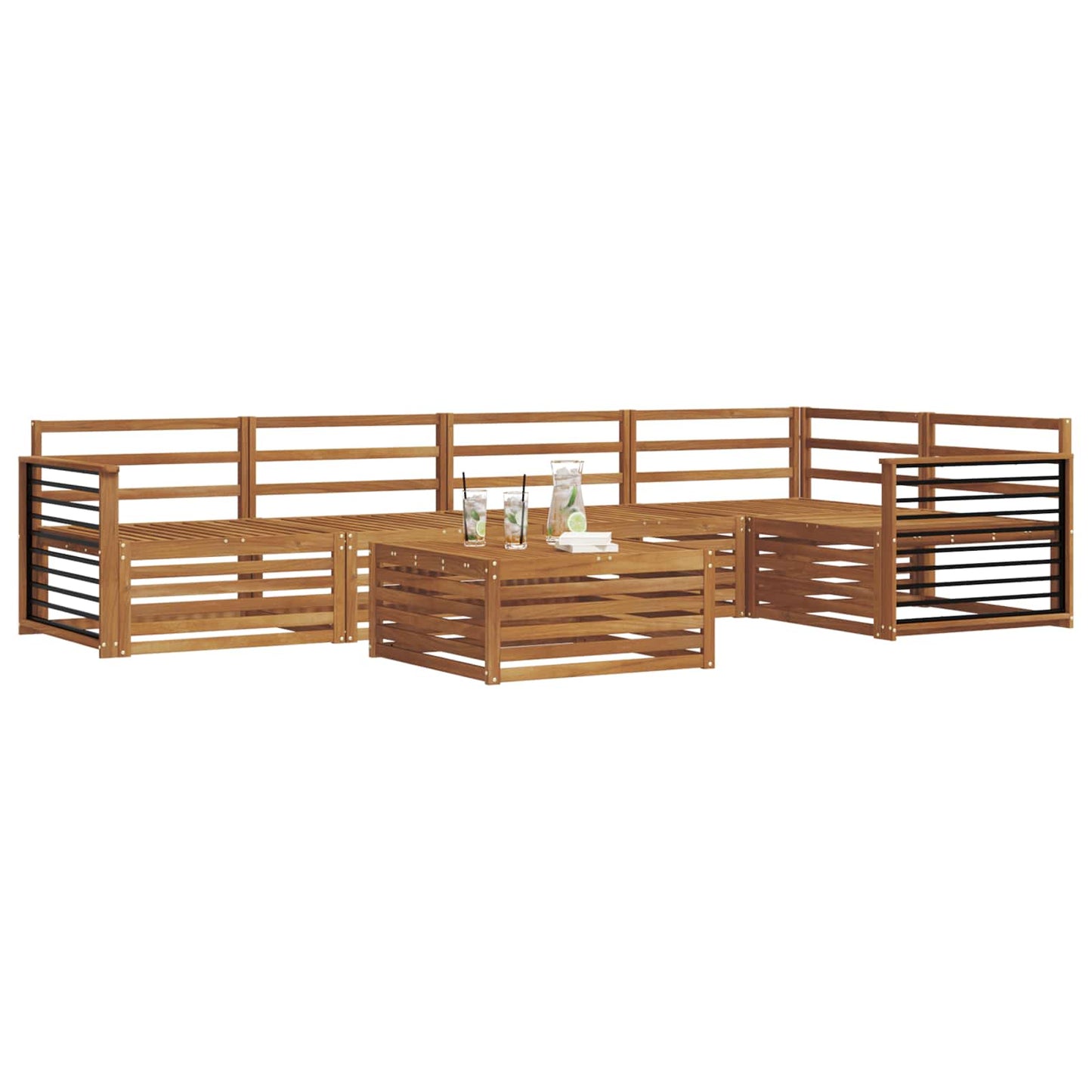 Utendørs sofa-sett 6 pcs Naturlig Solid akasietre vidaXL