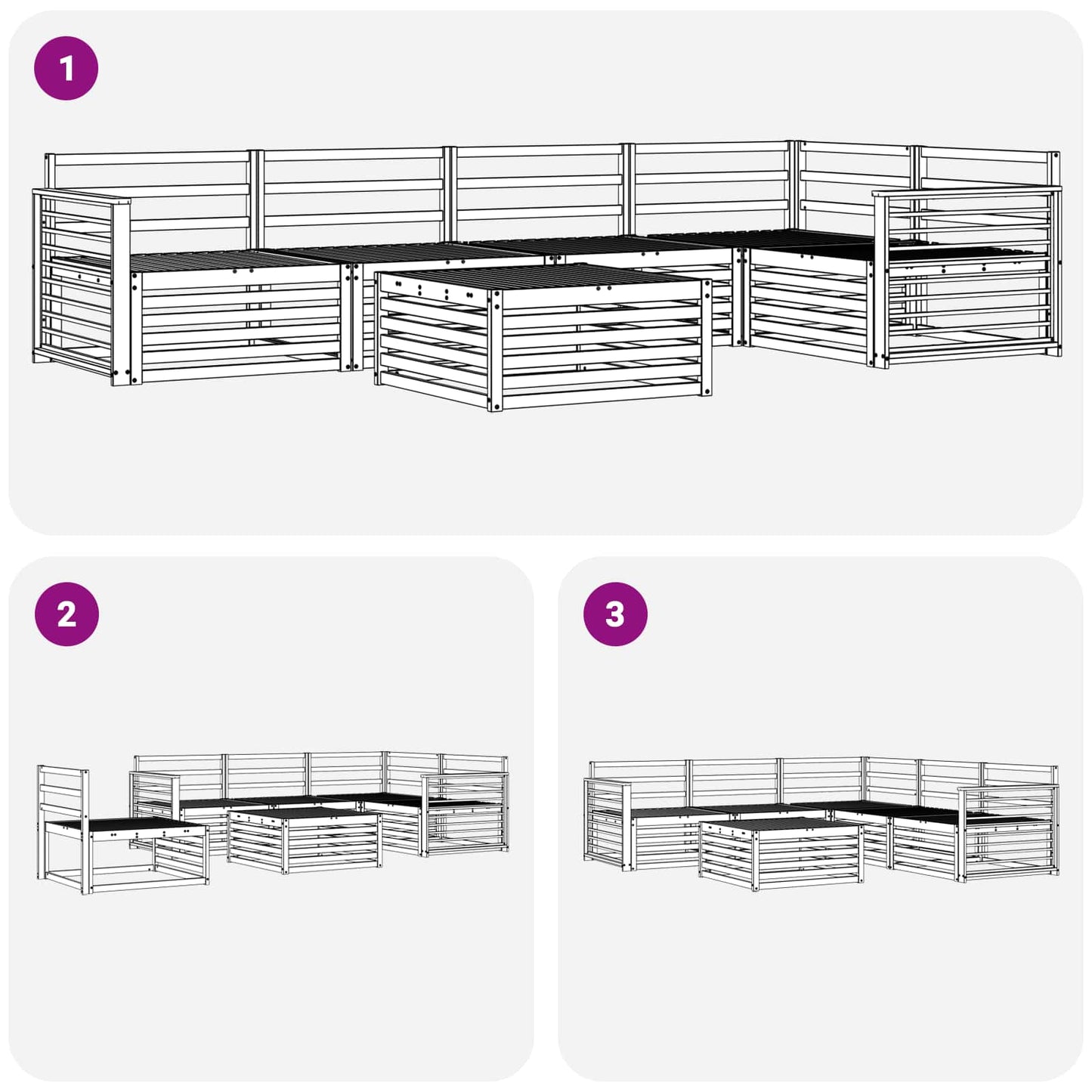 Utendørs sofa-sett 6 pcs Naturlig Solid akasietre vidaXL