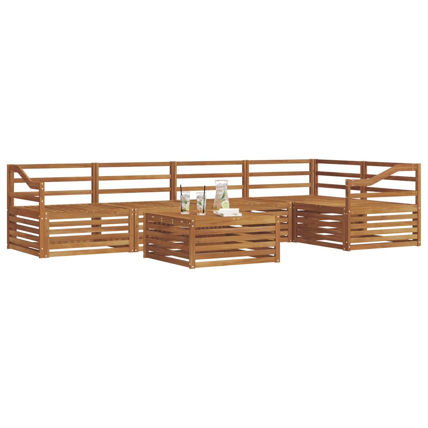 Utendørs sofa-sett 6 pcs Naturlig Solid akasietre vidaXL