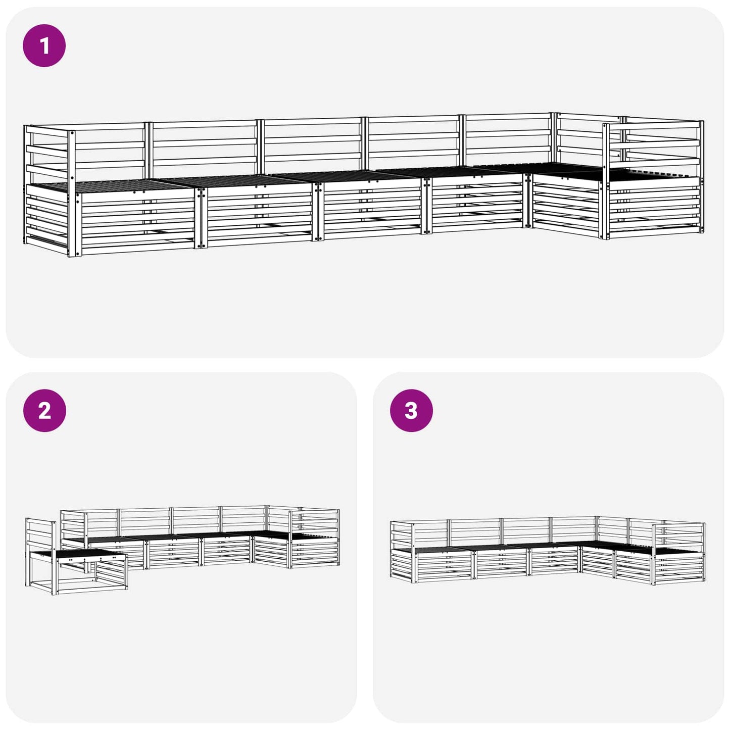 Utendørs sofa-sett 6 pcs Naturlig Solid akasietre