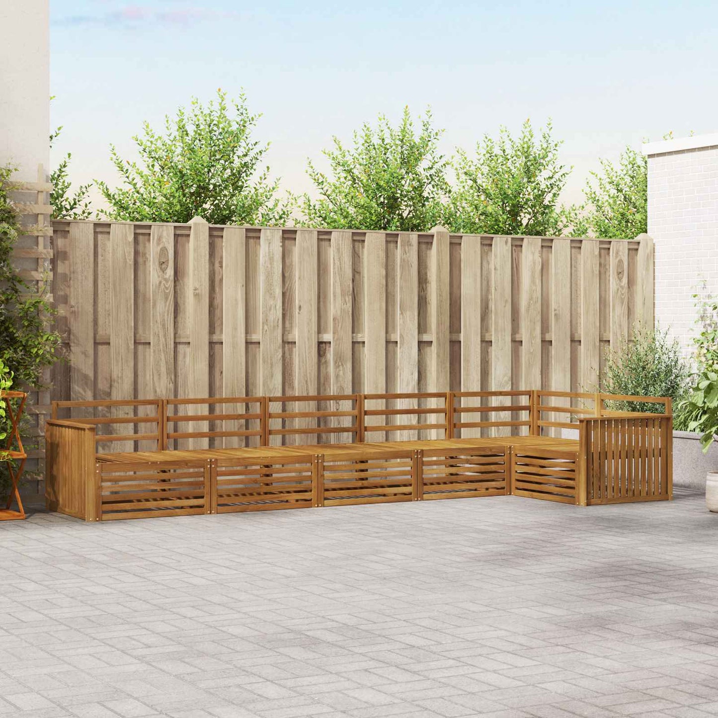Utendørs sofa-sett 6 pcs Naturlig Solid akasietre