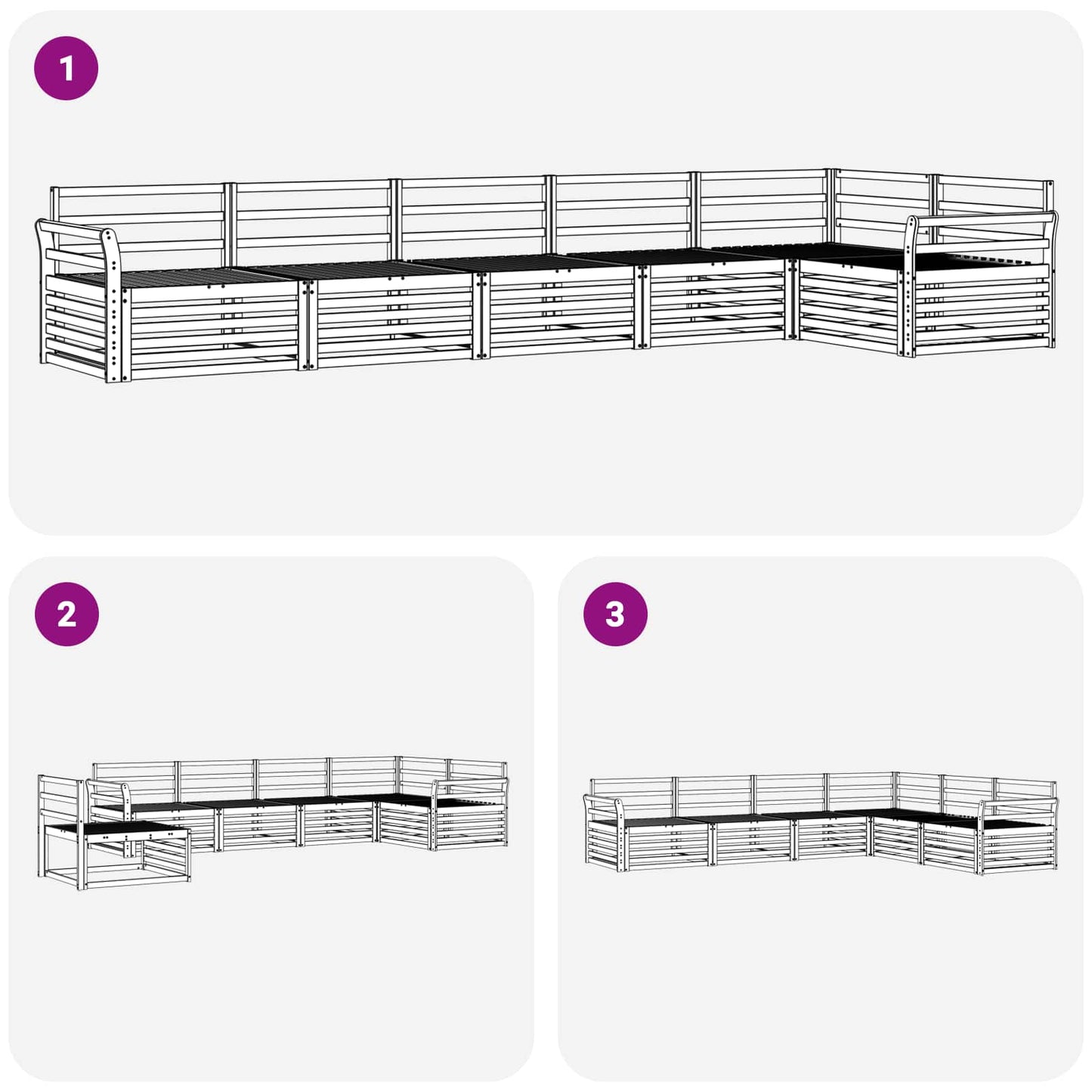 Utendørs sofa-sett 6 pcs Naturlig Solid akasietre