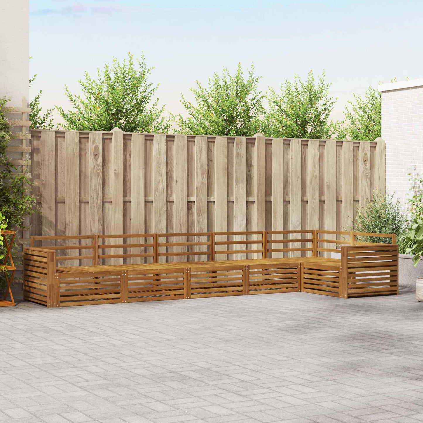 Utendørs sofa-sett 6 pcs Naturlig Solid akasietre