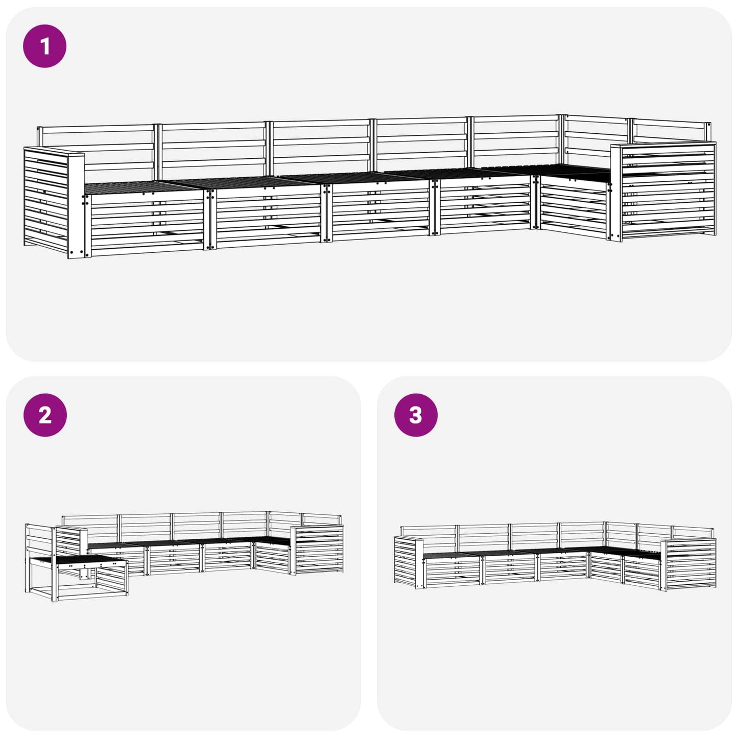 Utendørs sofa-sett 6 pcs Naturlig Solid akasietre