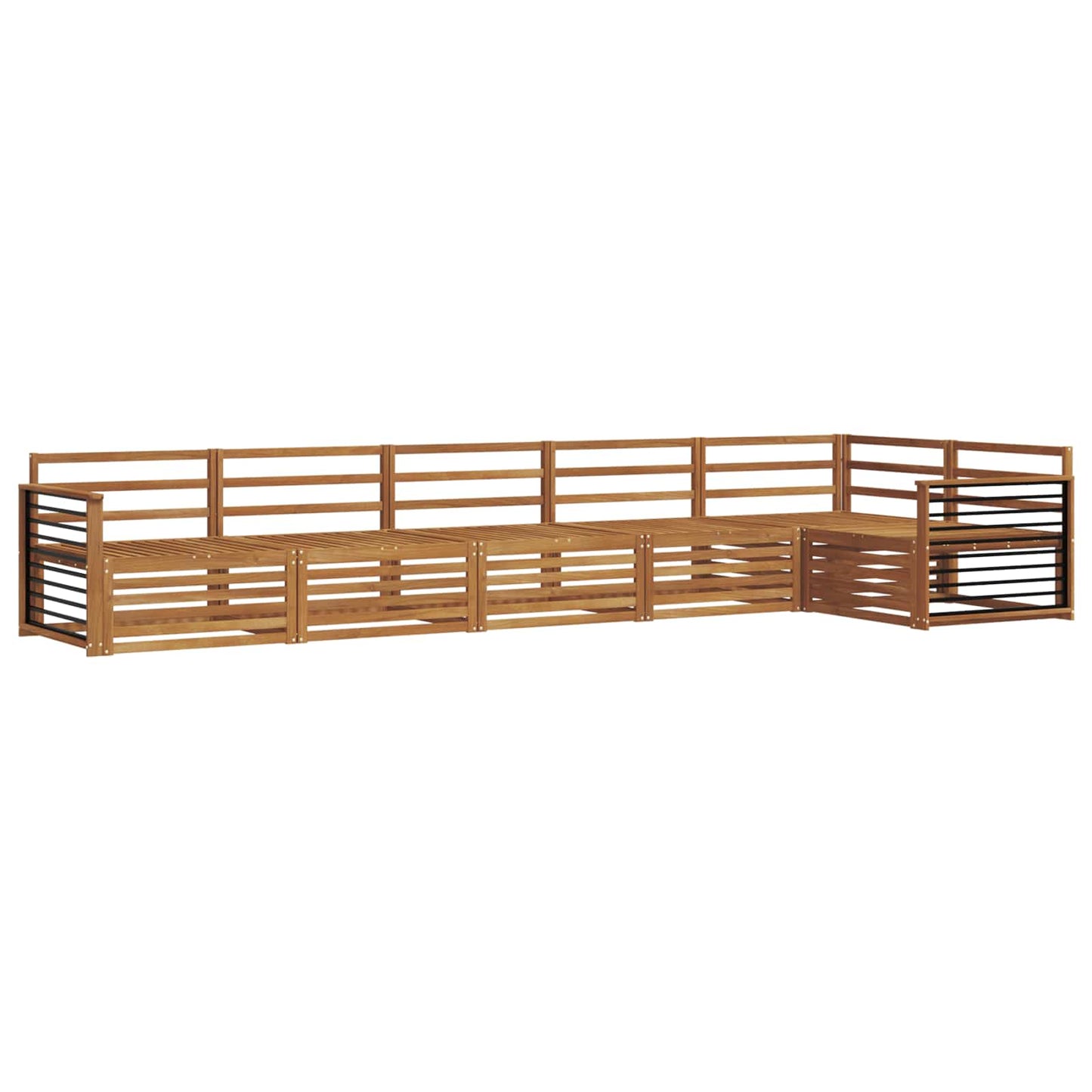 Utendørs sofa-sett 6 pcs Naturlig Solid akasietre