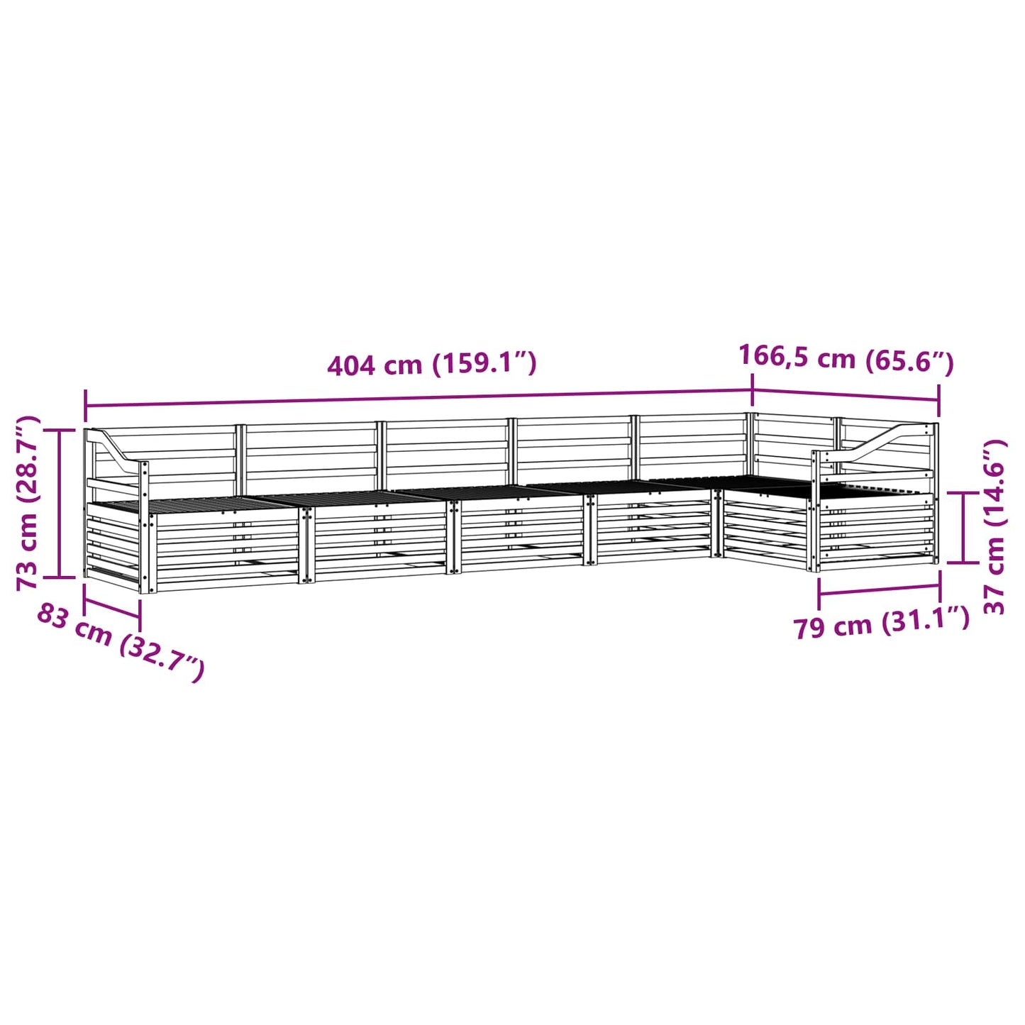Utendørs sofa-sett 6 pcs Naturlig Solid akasietre