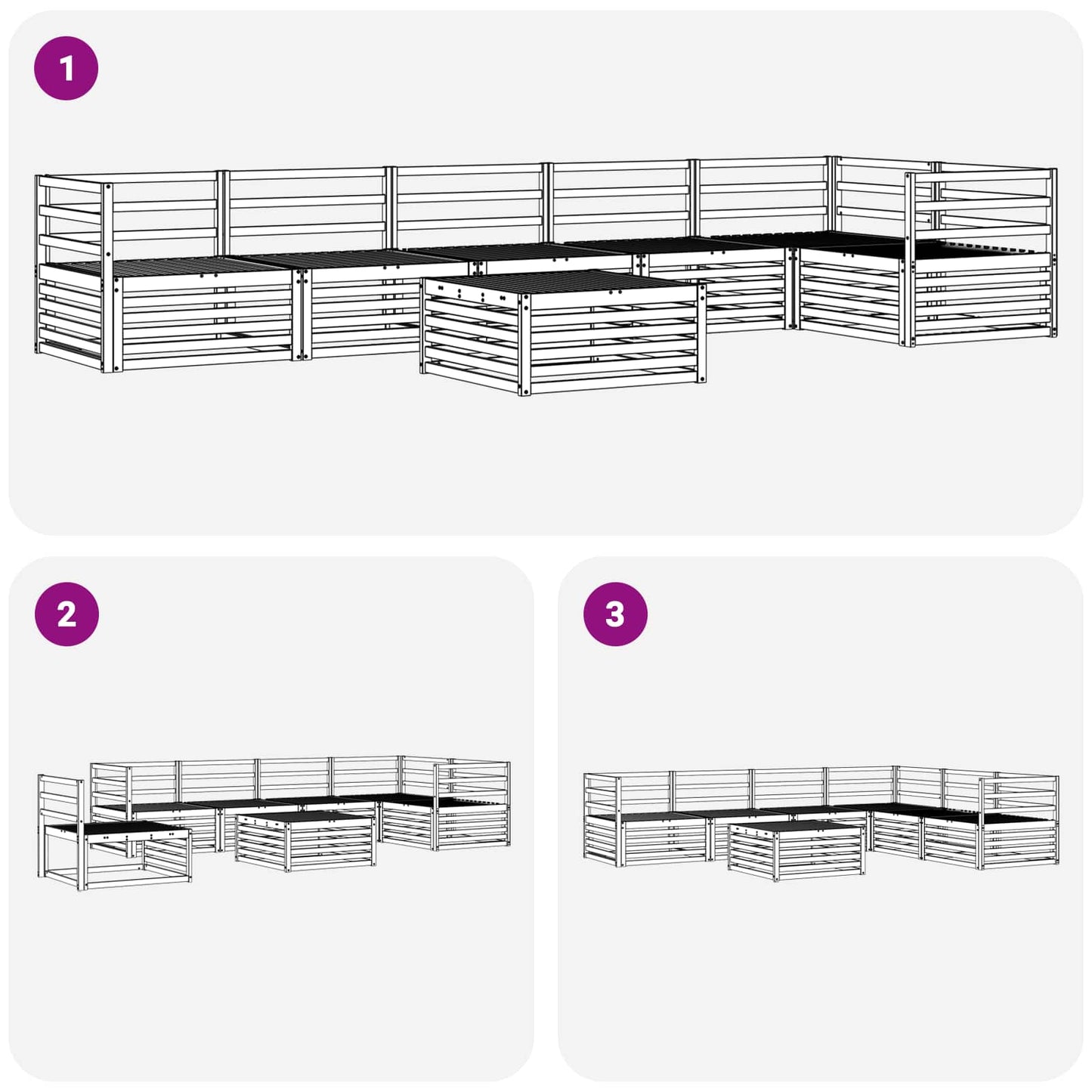 Utendørs sofa-sett 7 pcs Naturlig