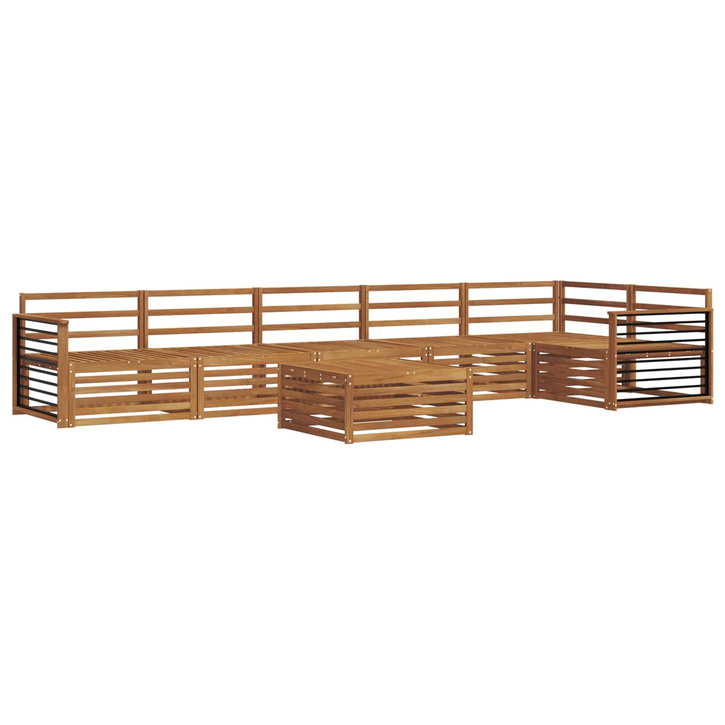 Utendørs sofa-sett 7 pcs Naturlig Solid akasietre