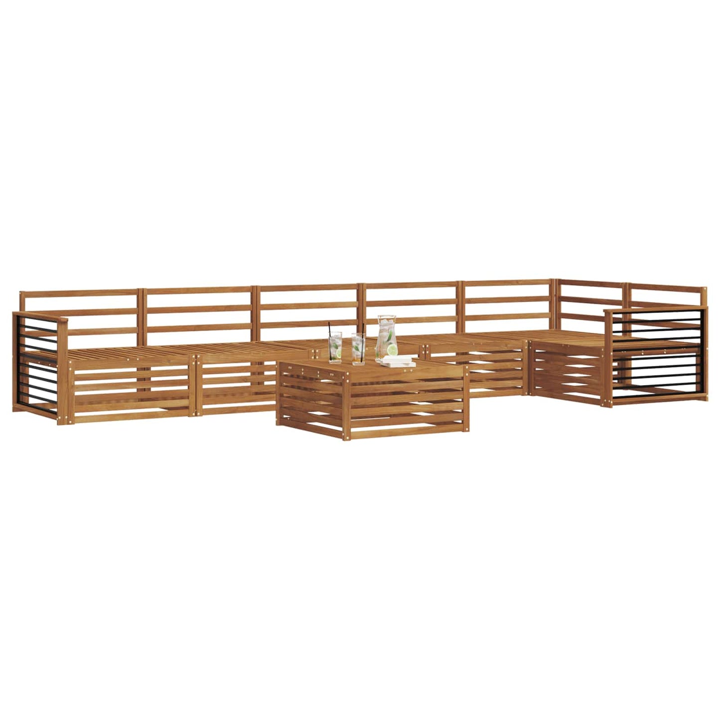 Utendørs sofa-sett 7 pcs Naturlig Solid akasietre