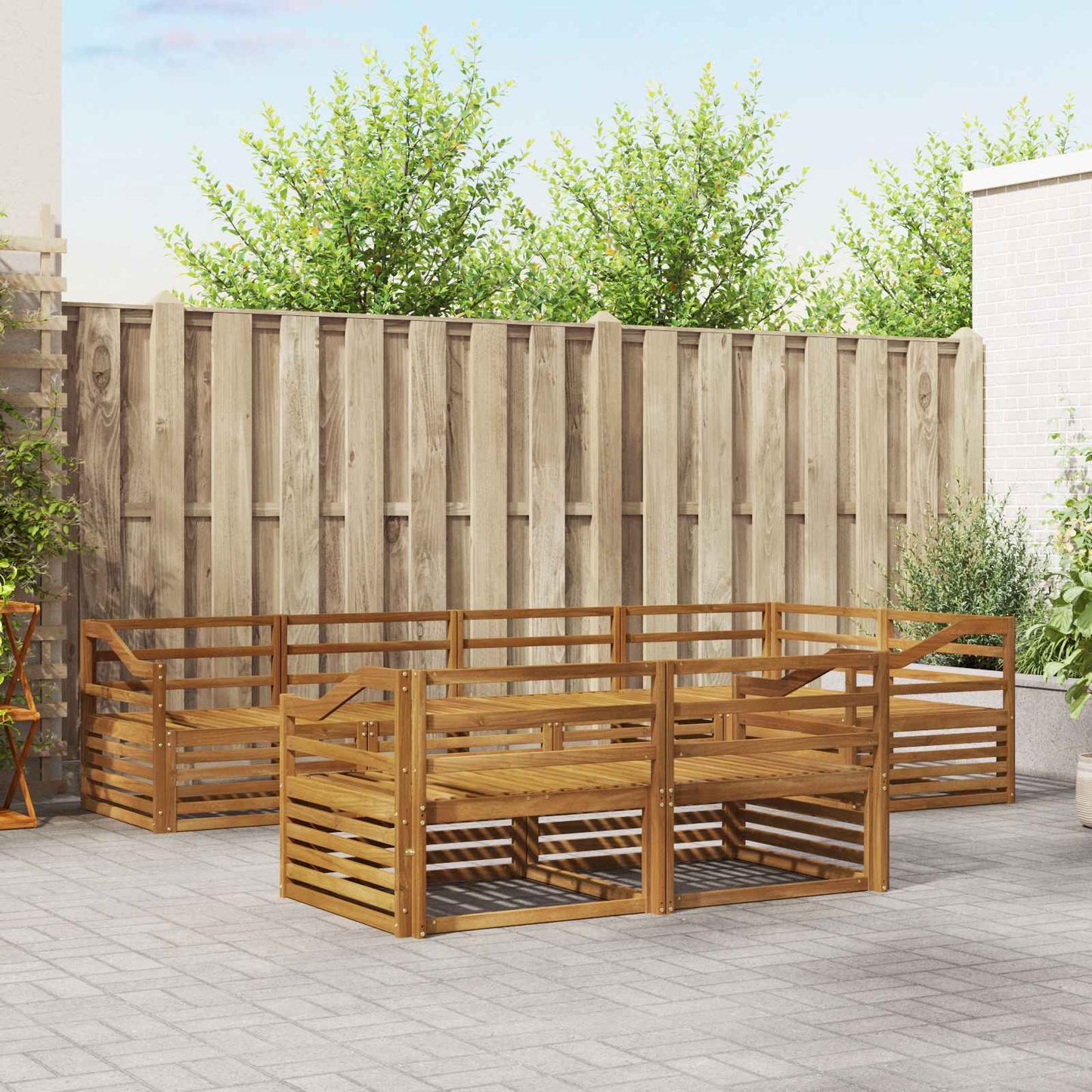 Utendørs sofa-sett 7 pcs Naturlig vidaXL