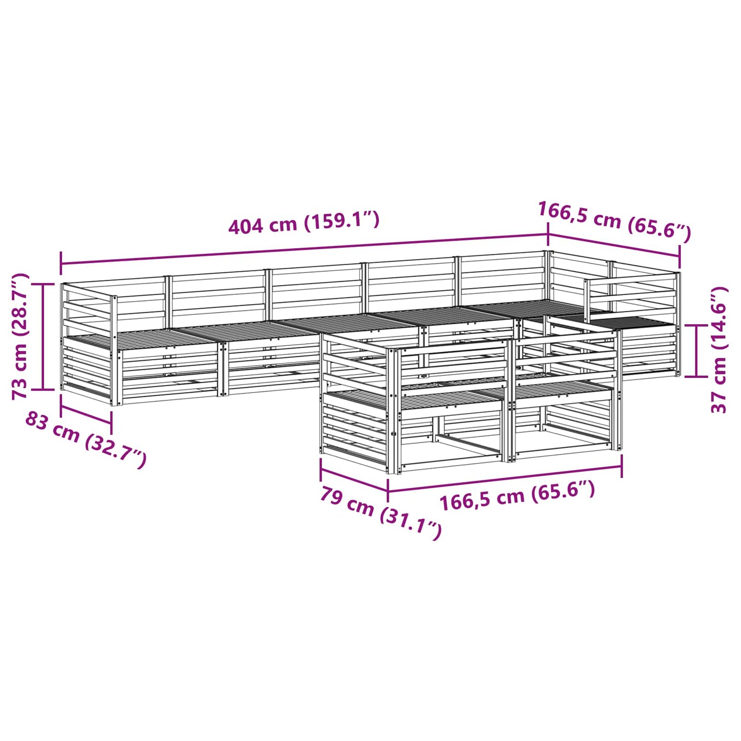 Utendørs sofa-sett 8 pcs Naturlig Solid akasietre