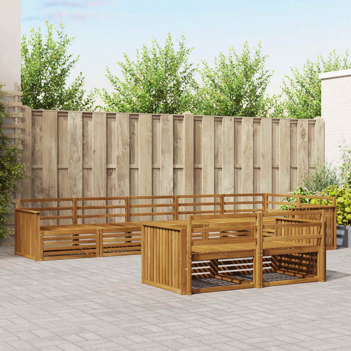 Utendørs sofa-sett 8 pcs Naturlig Solid akasietre