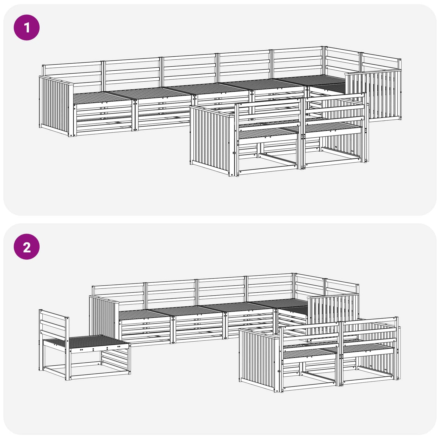 Utendørs sofa-sett 8 pcs Naturlig Solid akasietre