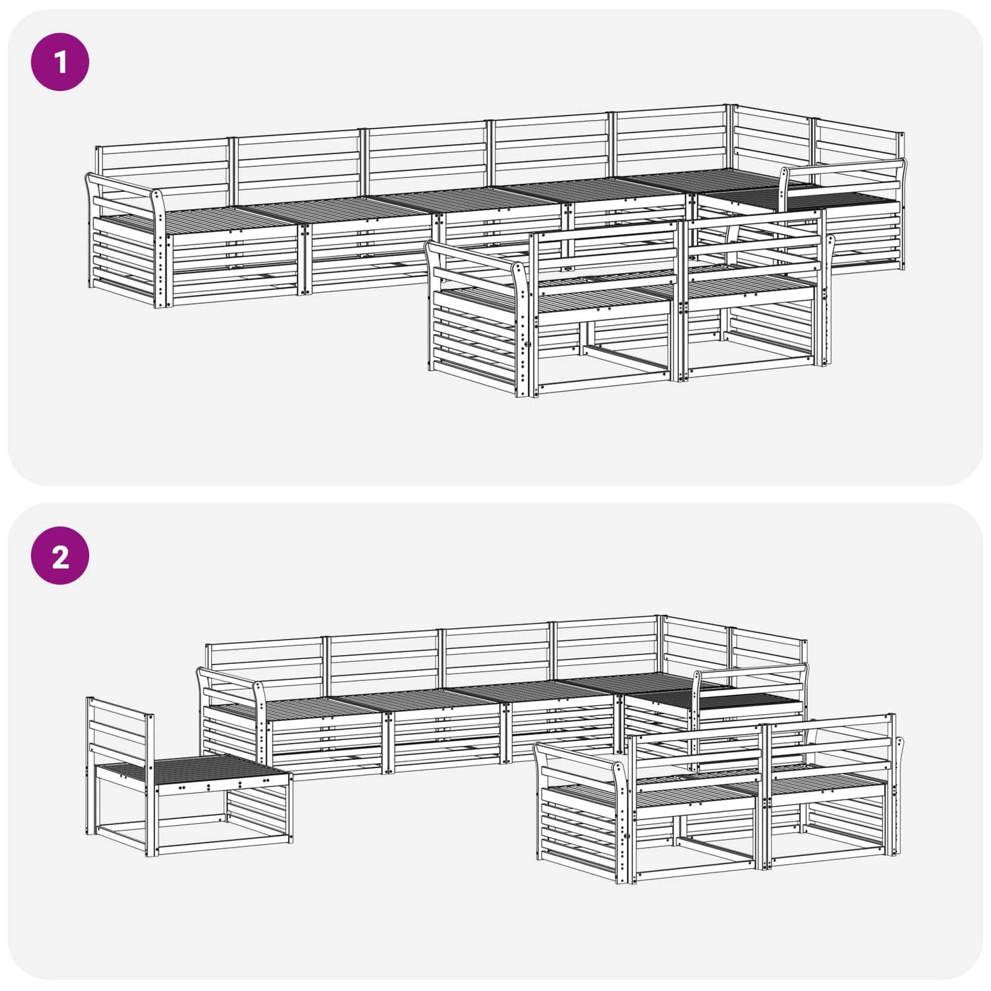 Utendørs sofa-sett 8 pcs Naturlig Solid akasietre