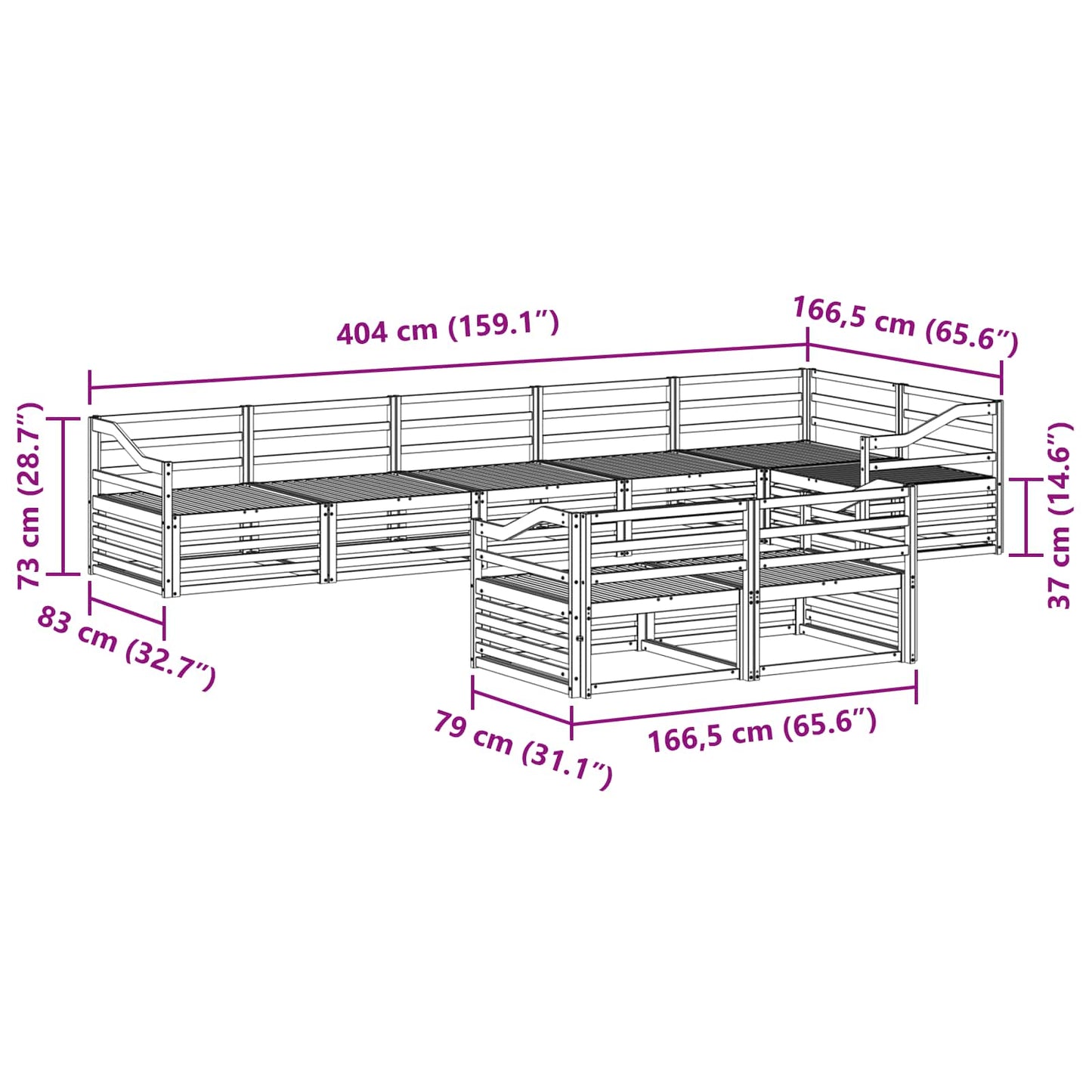 Utendørs sofa-sett 8 pcs Naturlig Solid akasietre