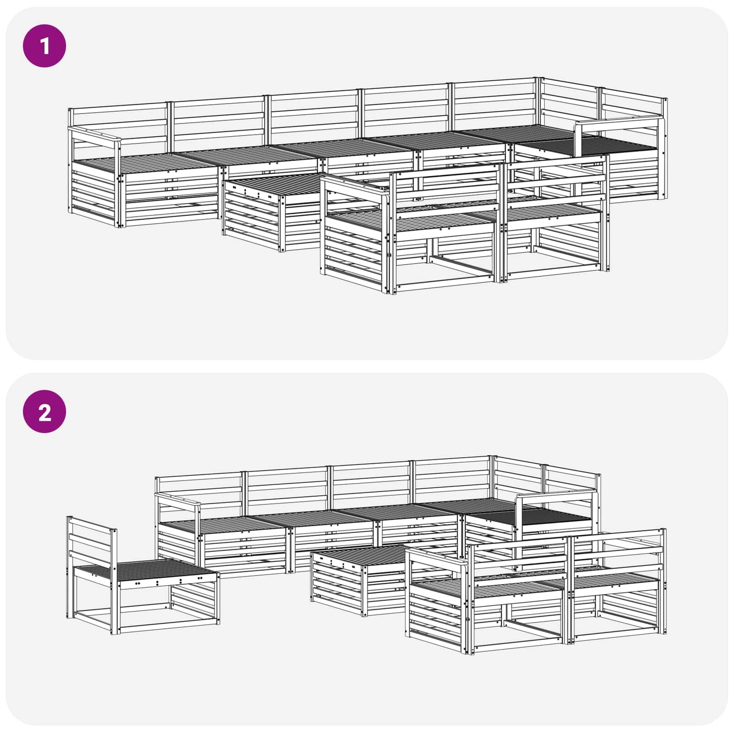 Utendørs sofa-sett 9 pcs Naturlig Solid akasietre