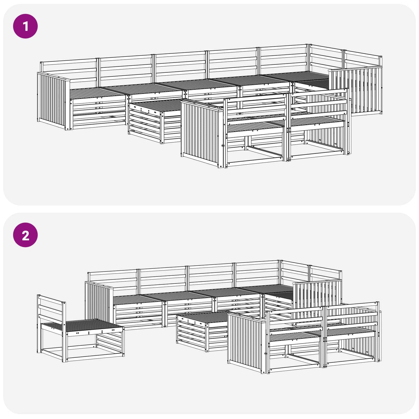 Utendørs sofa-sett 9 pcs Naturlig Solid akasietre
