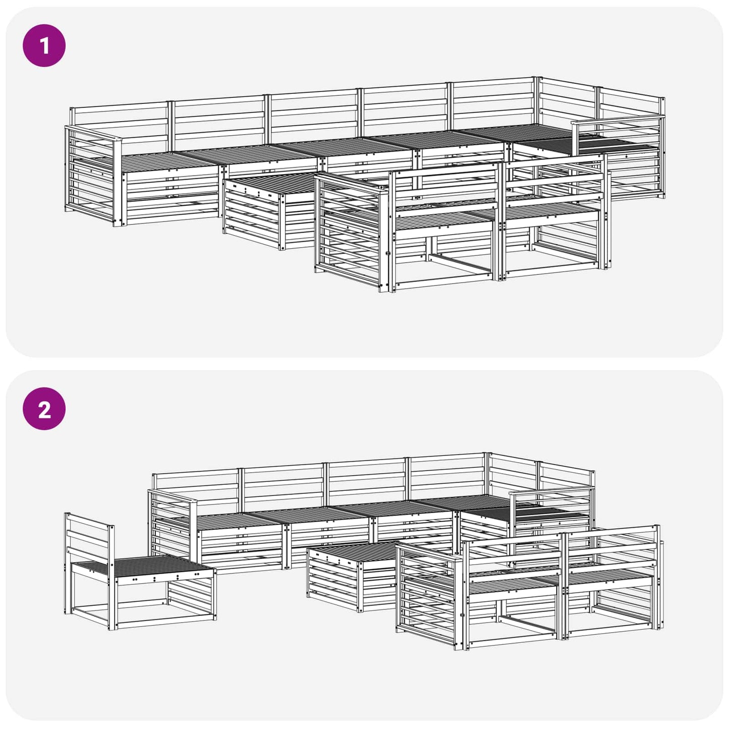 Utendørs sofa-sett 9 pcs Naturlig Solid akasietre