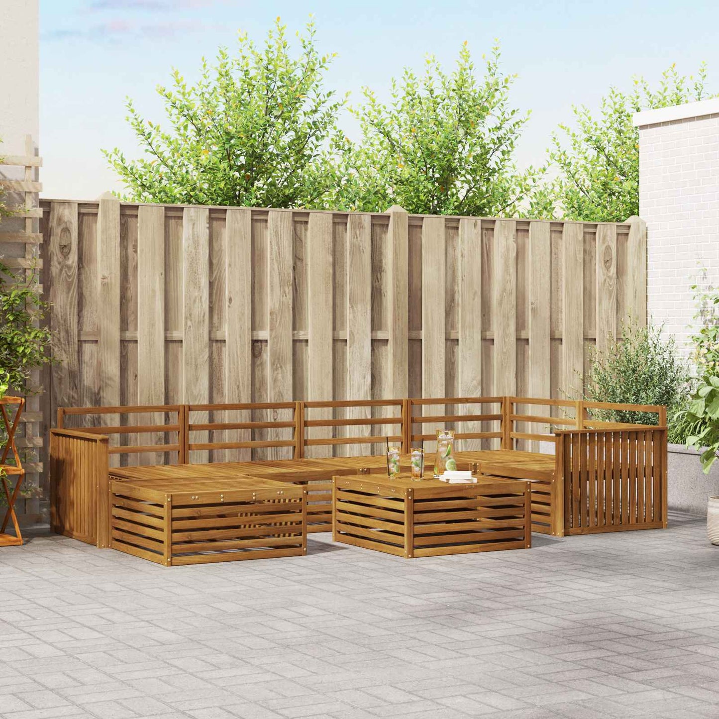 Utendørs sofa-sett 7 pcs Naturlig vidaXL