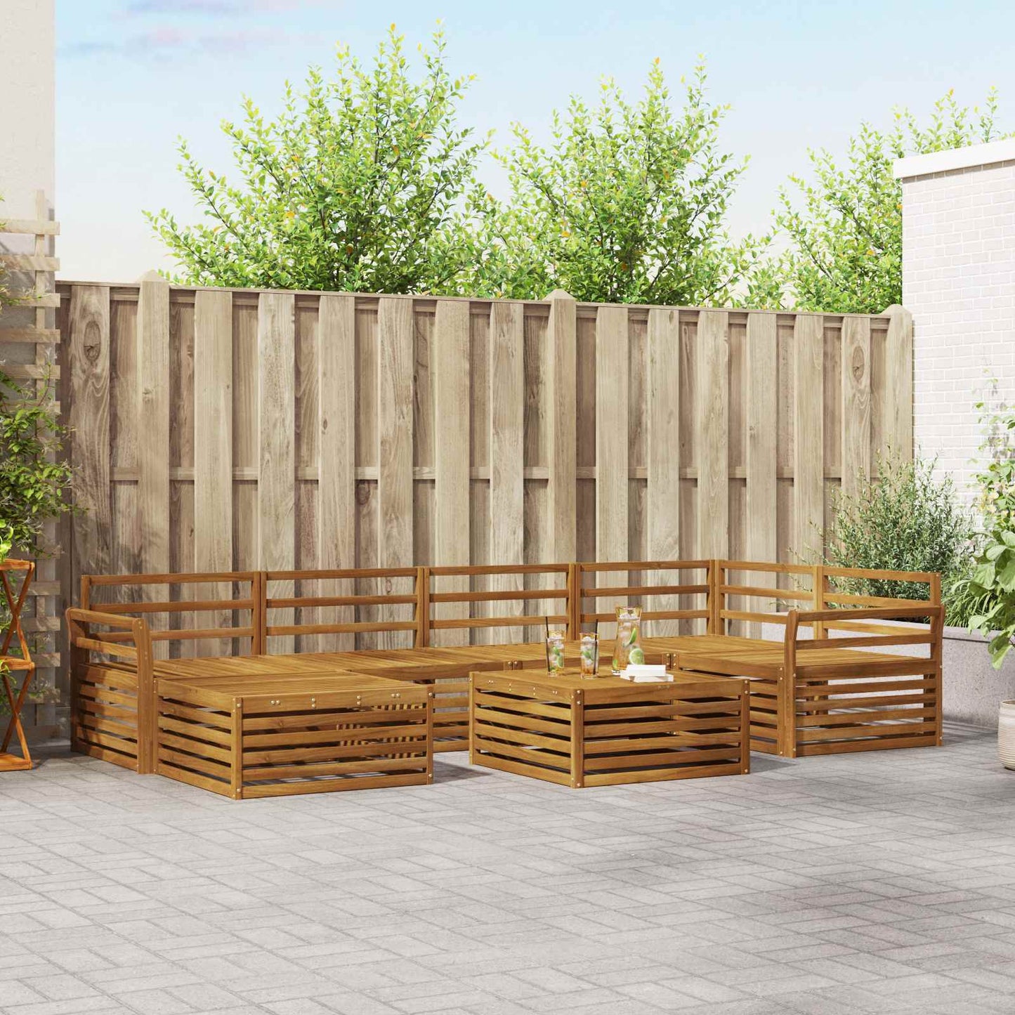 Utendørs sofa-sett 7 pcs Naturlig vidaXL