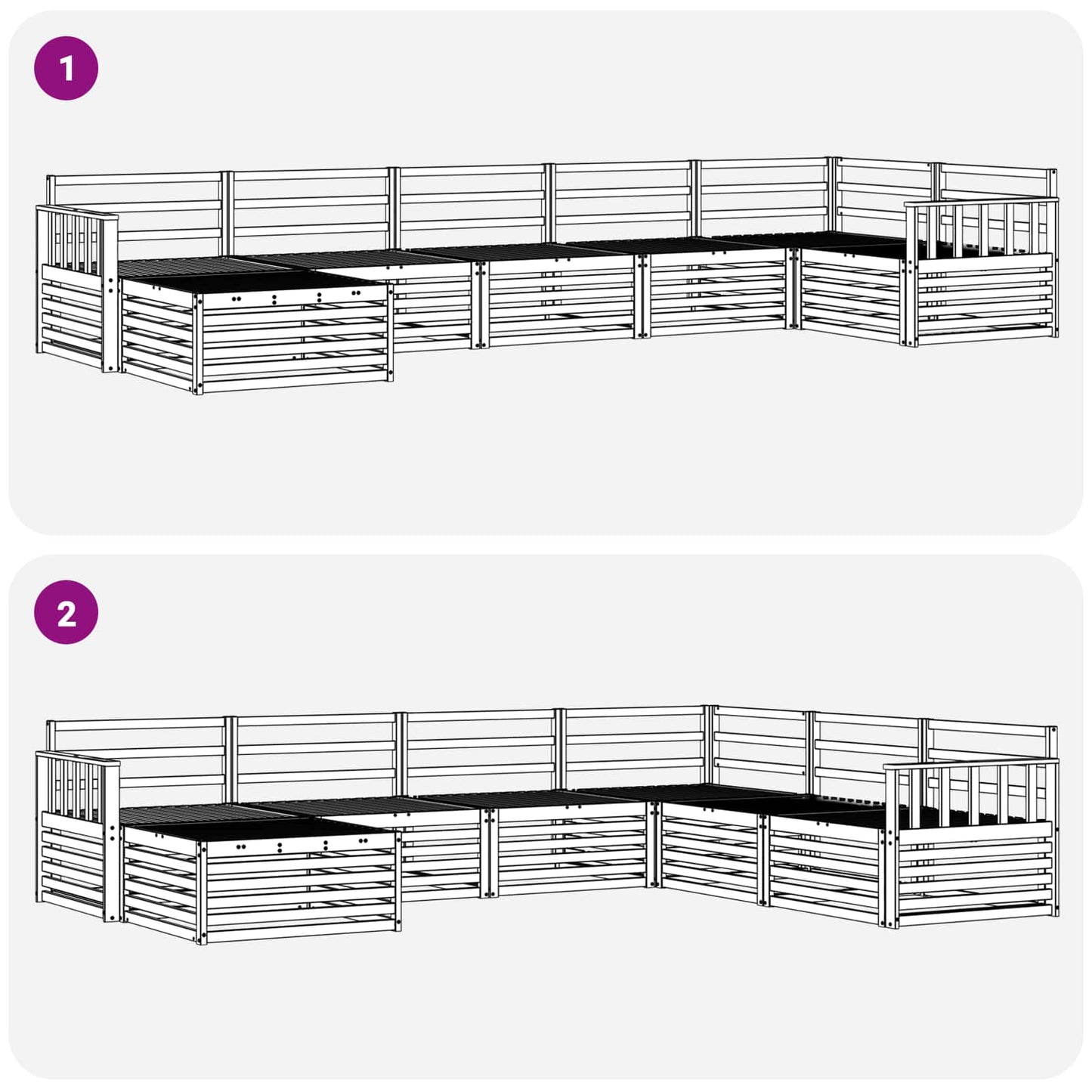 Sofasett 7 pcs Naturlig Solid akasietre vidaXL