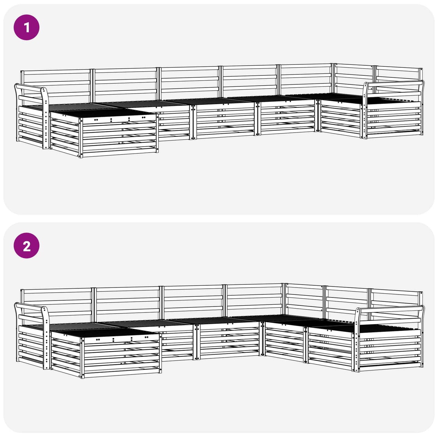 Sofasett 7 pcs Naturlig Solid akasietre vidaXL