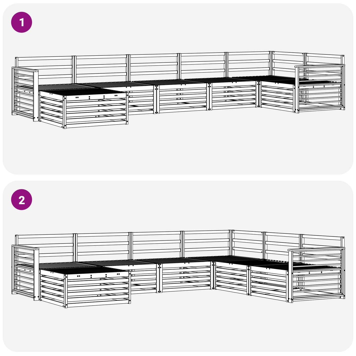 Sofasett 7 pcs Naturlig Solid akasietre vidaXL