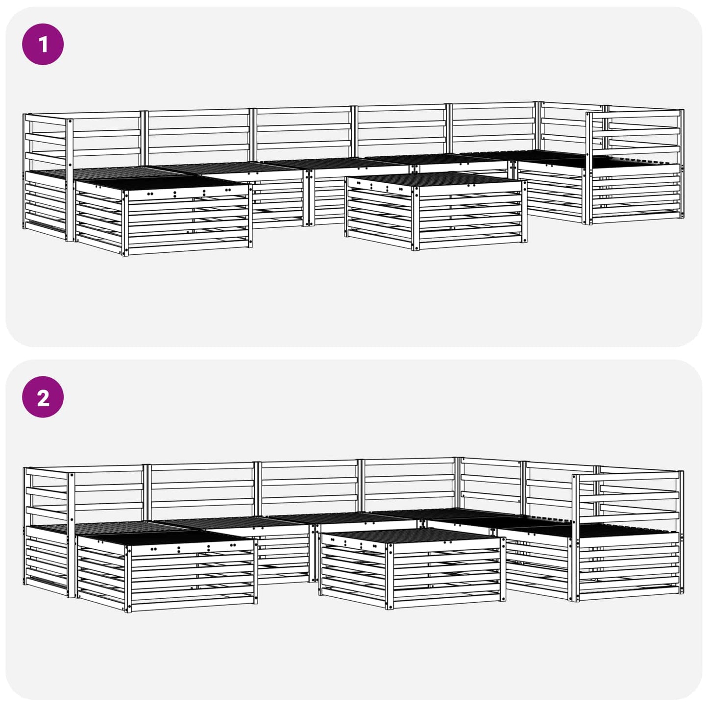 Sofasett 8 pcs Naturlig Solid akasietre vidaXL