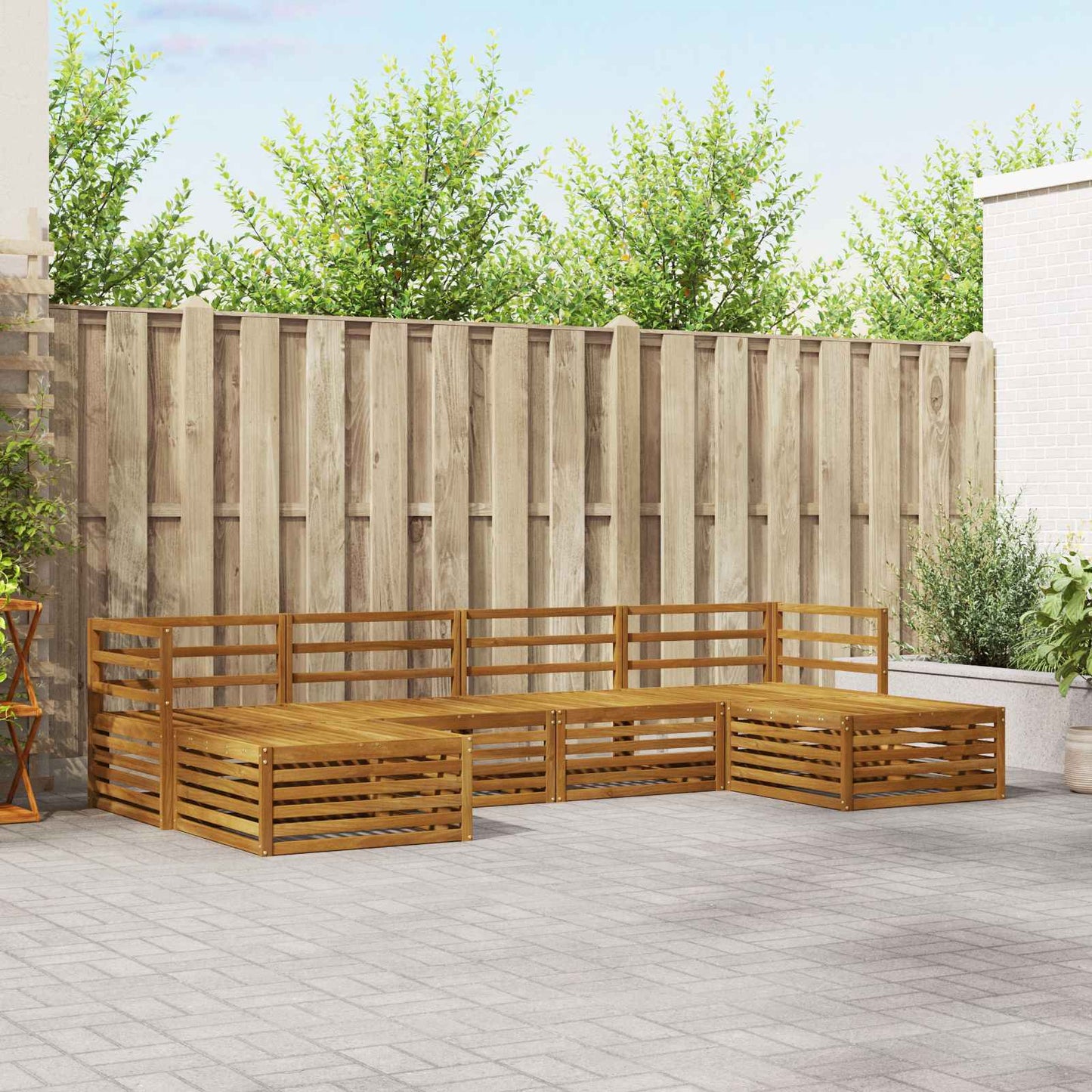 Sofasett 6 pcs Naturlig Solid akasietre