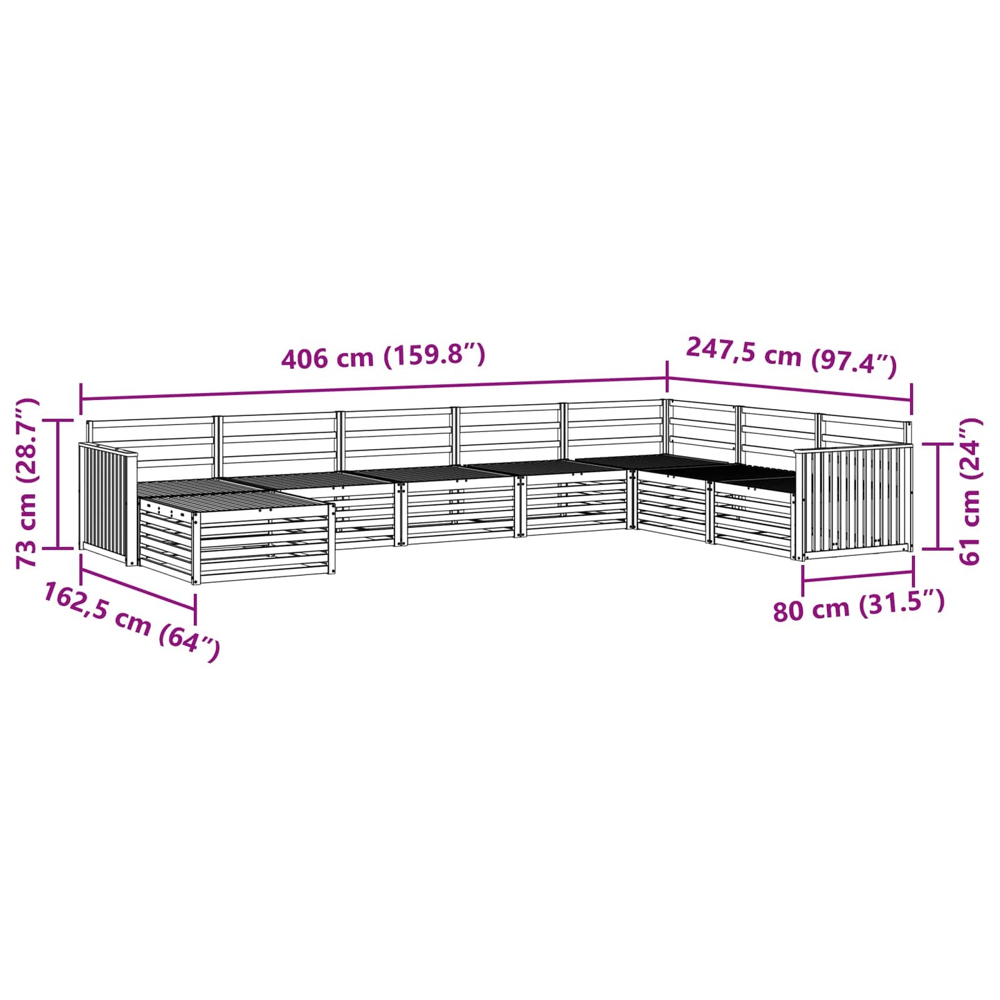 Sofasett 8 pcs Naturlig Solid akasietre vidaXL