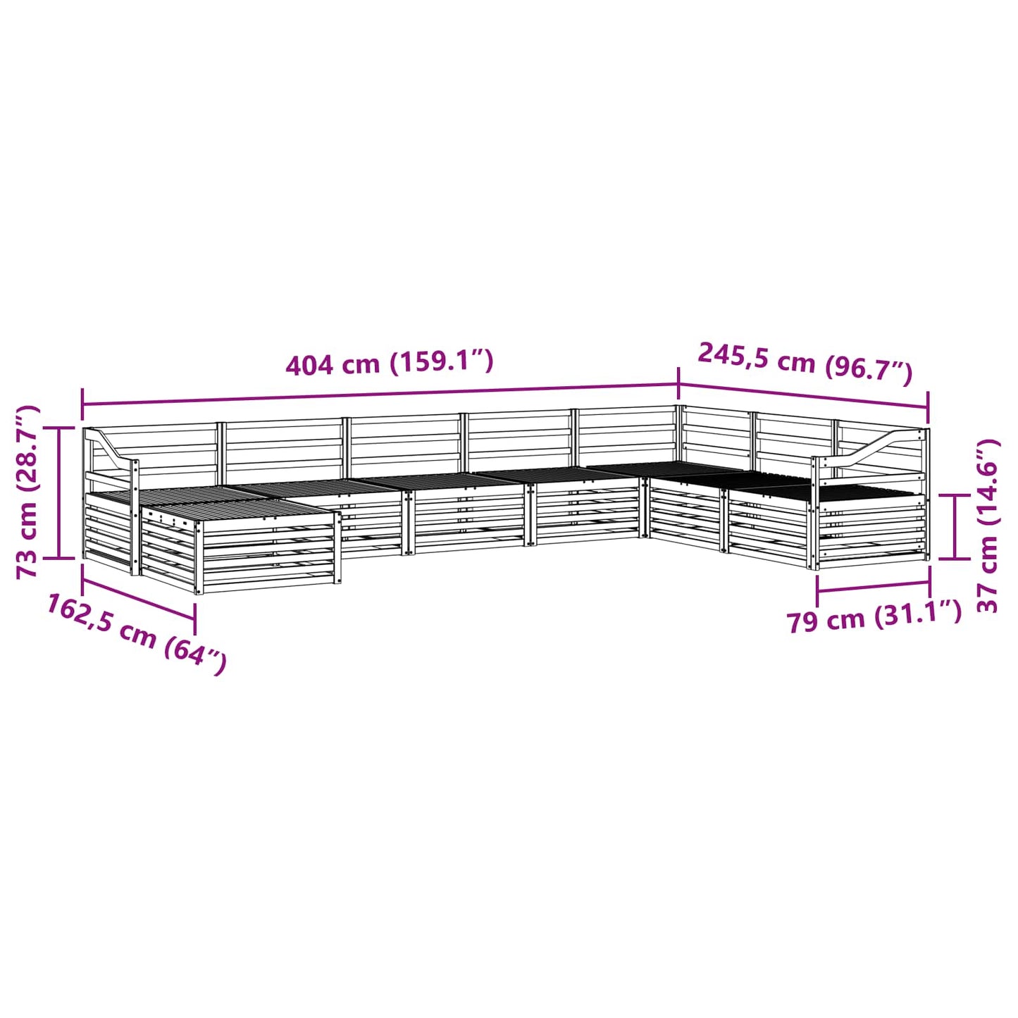 Sofasett 8 pcs Naturlig Solid akasietre vidaXL