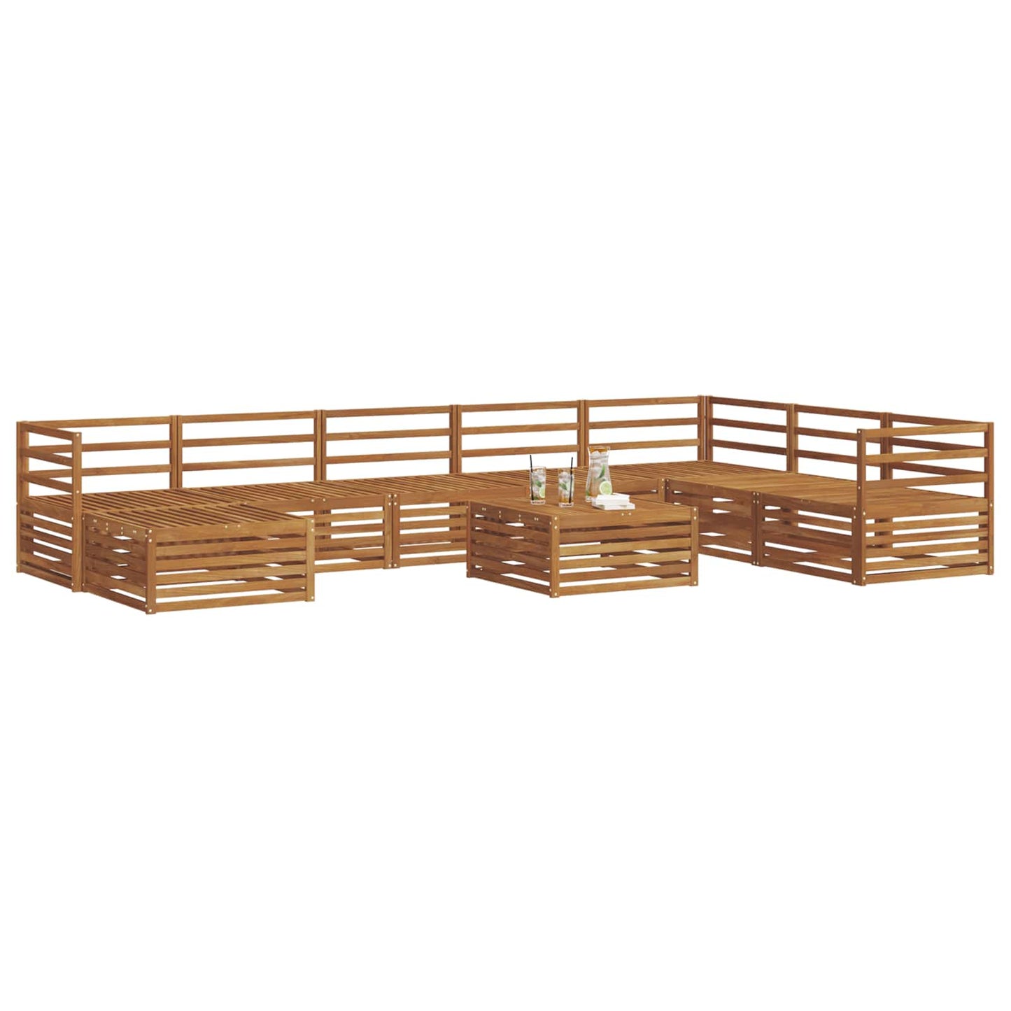 Utendørs sofa-sett 9 pcs Naturlig Solid akasietre