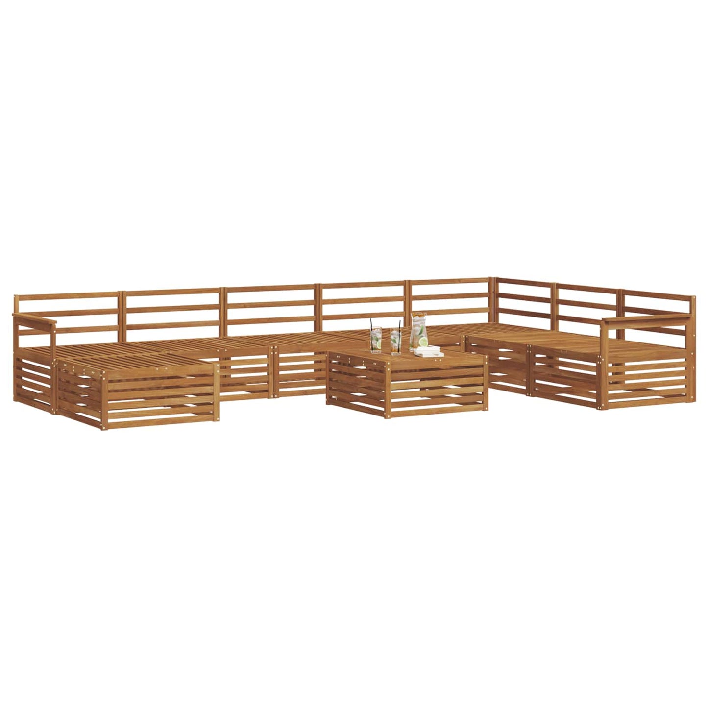 Utendørs sofa-sett 9 pcs Naturlig Solid akasietre