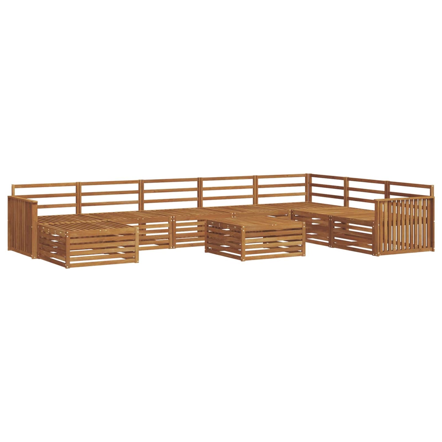 Utendørs sofa-sett 9 pcs Naturlig Solid akasietre