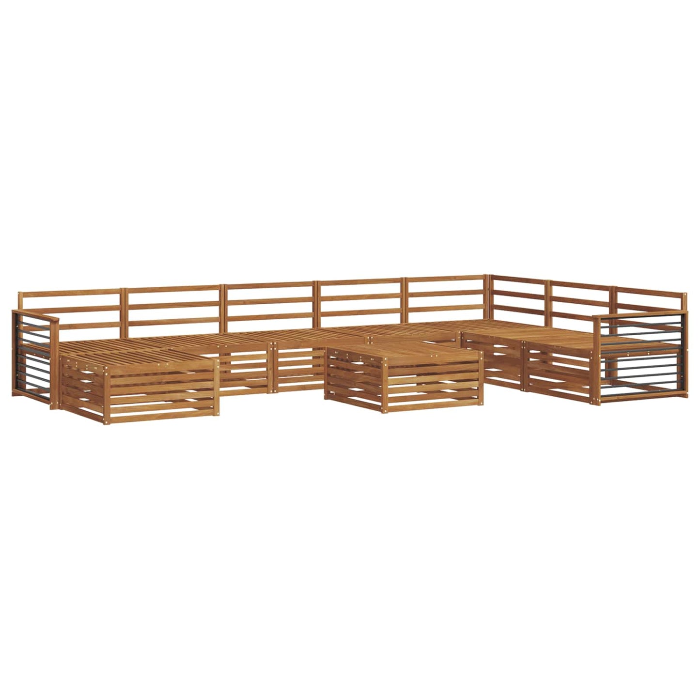 Sofasett 9 pcs Naturlig Solid akasietre